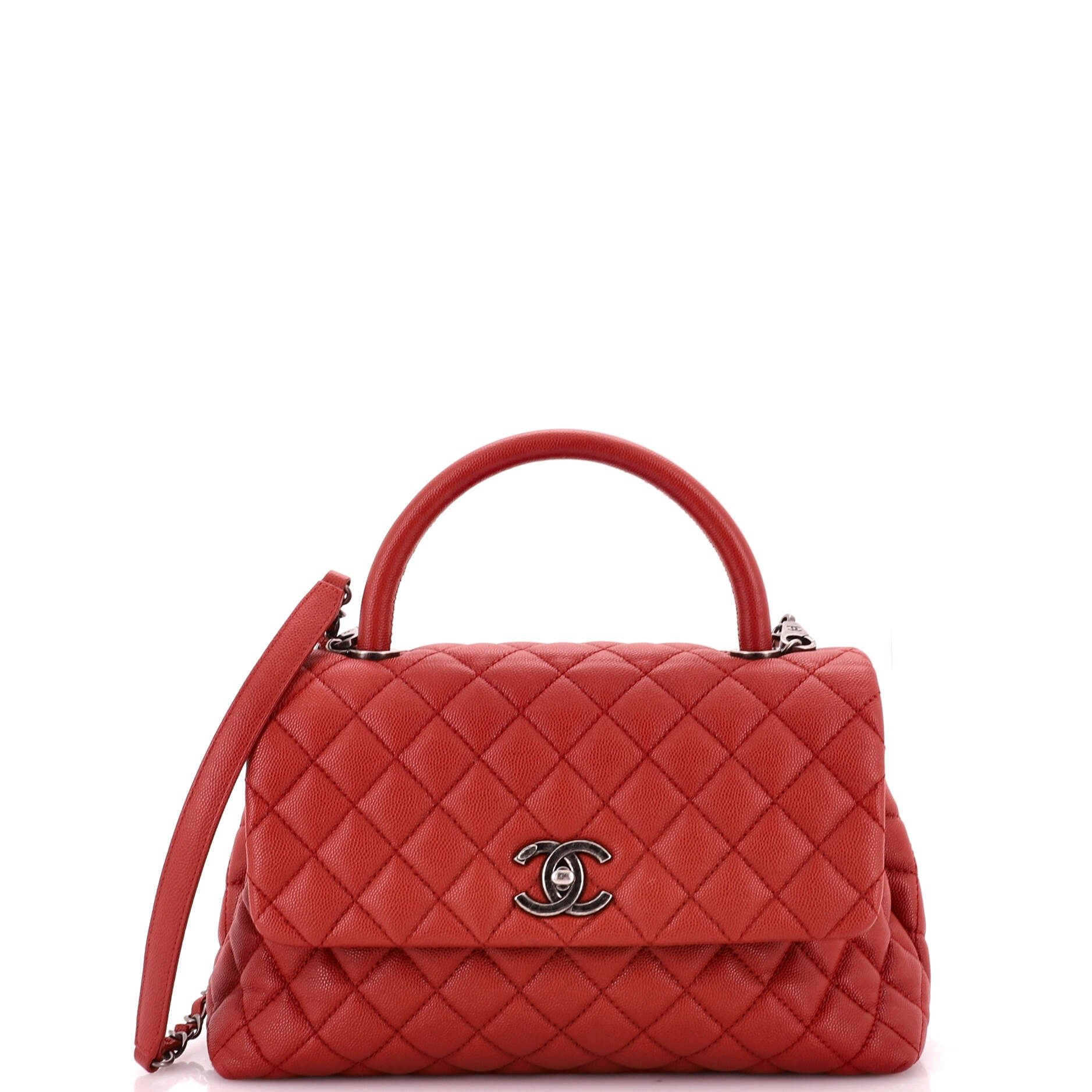 Coco Top Handle Bag Quilted Caviar Small