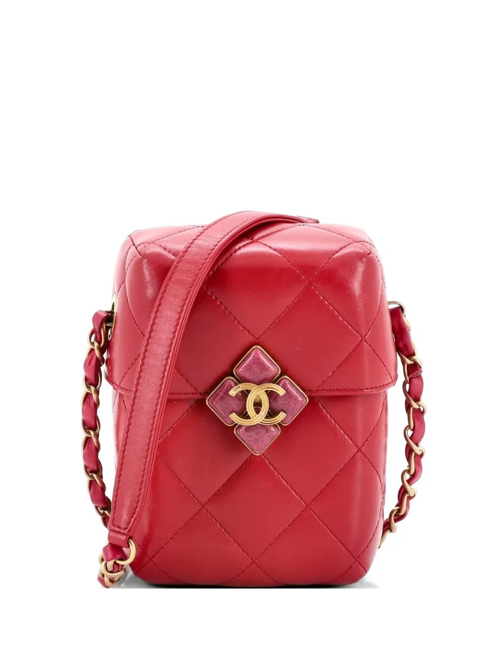 Diamond Lock CC Phone Holder Crossbody Bag Quilted Lambskin Mini shoulder bag