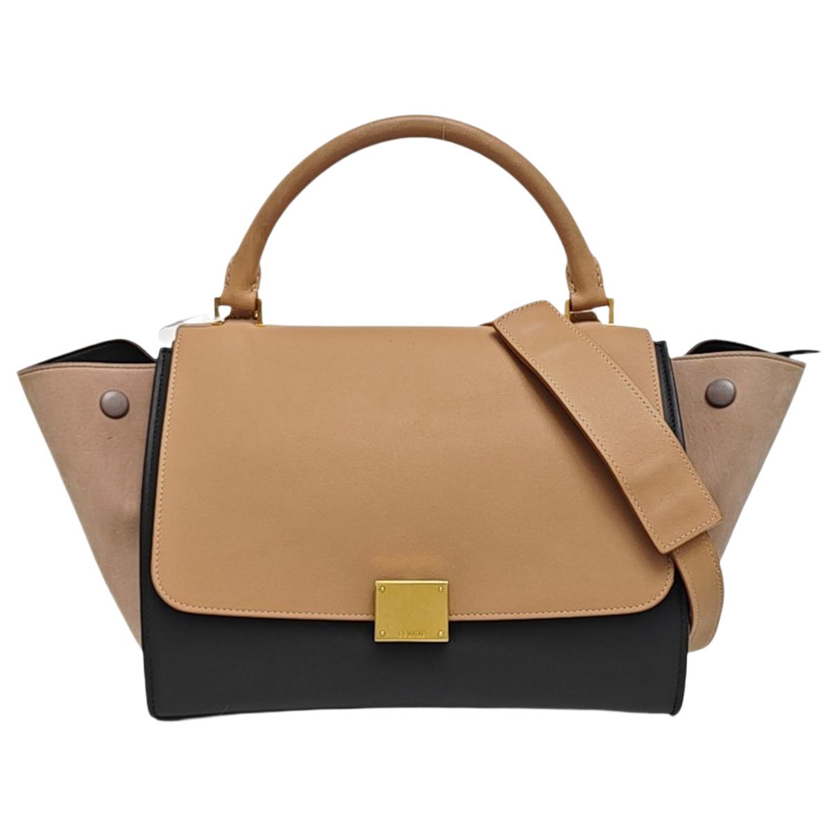 Trapèze leather handbag