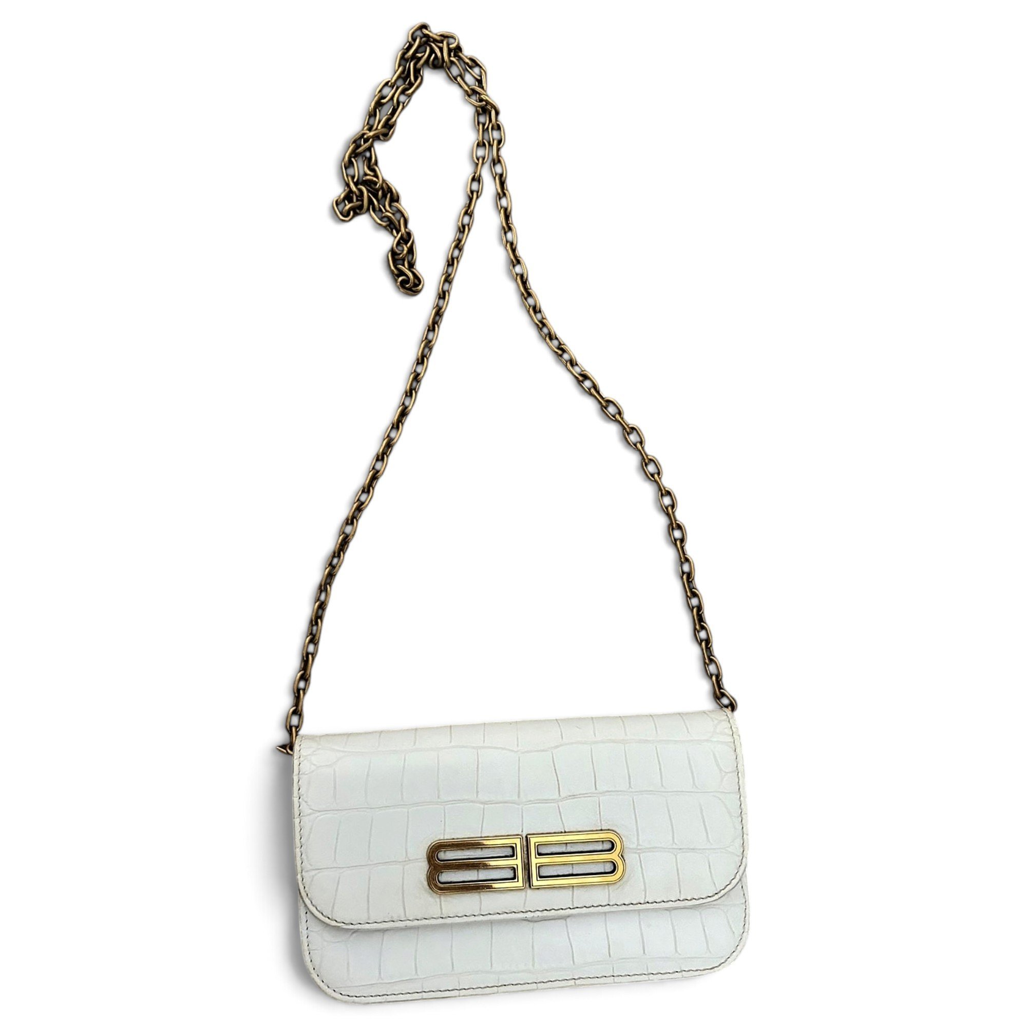 BB chain leather crossbody bag