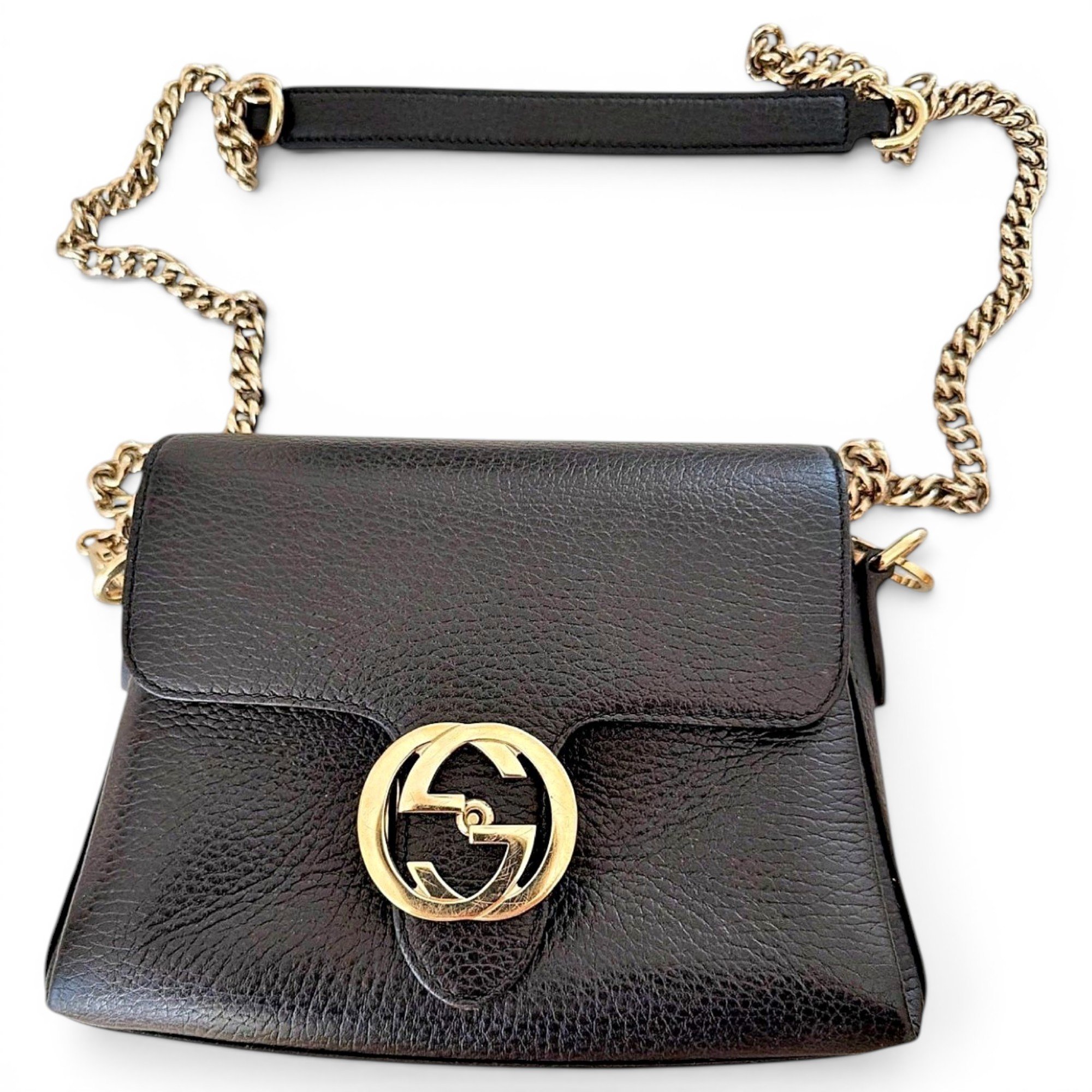 Interlocking leather handbag