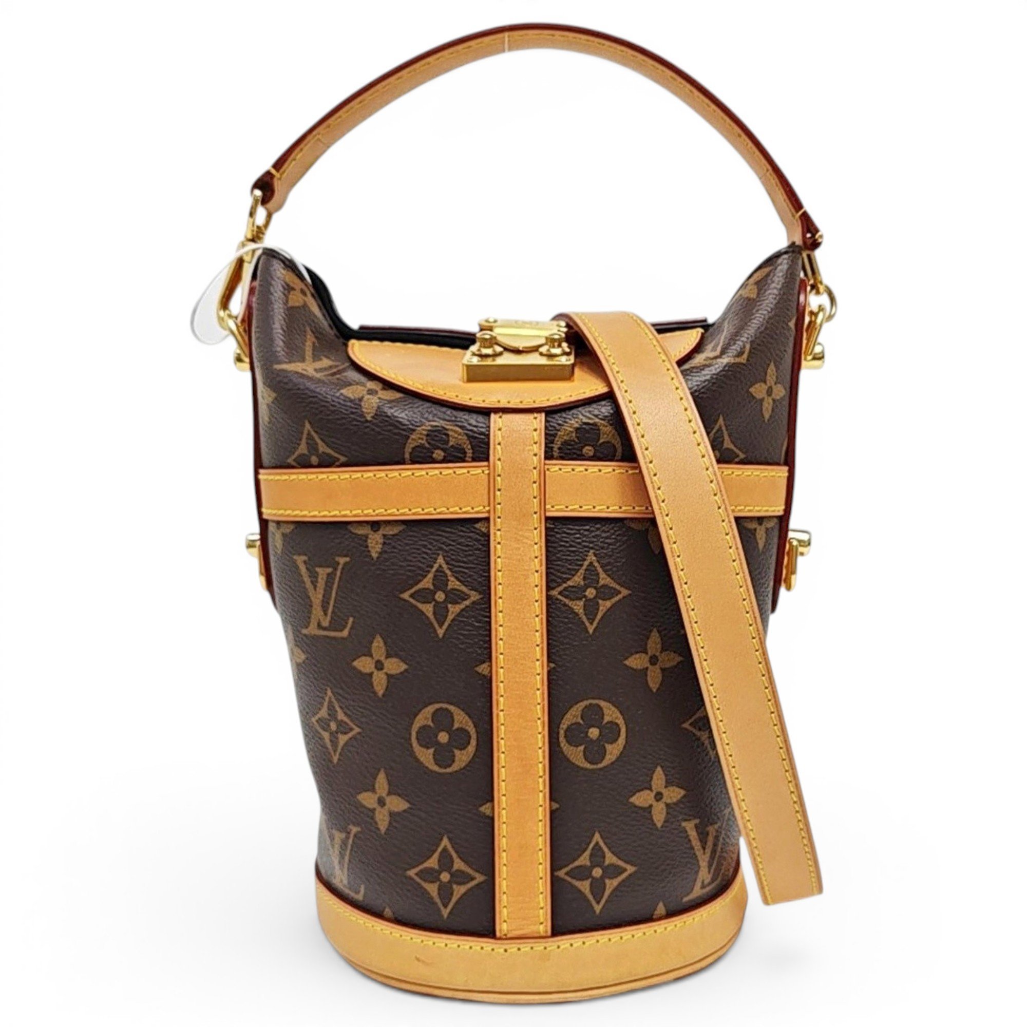 Duffle leather handbag