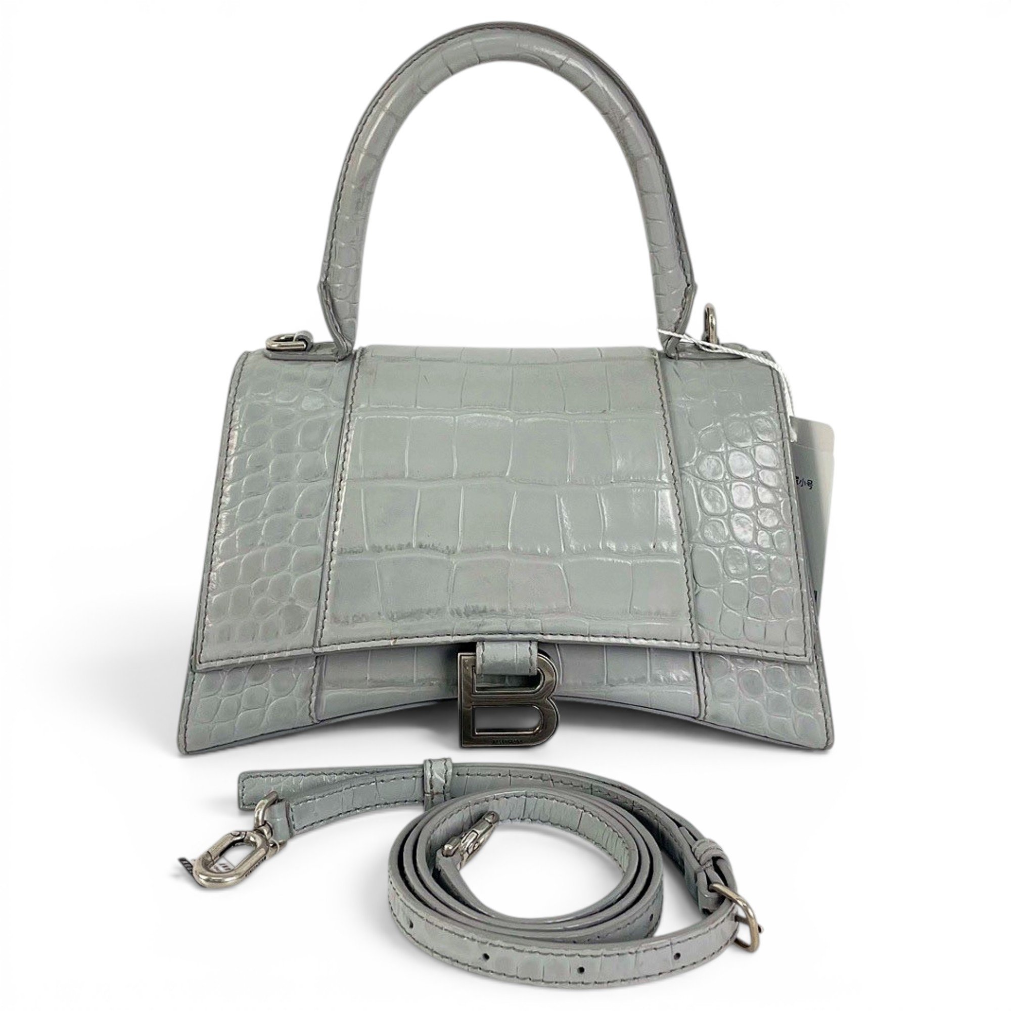 Hourglass leather handbag
