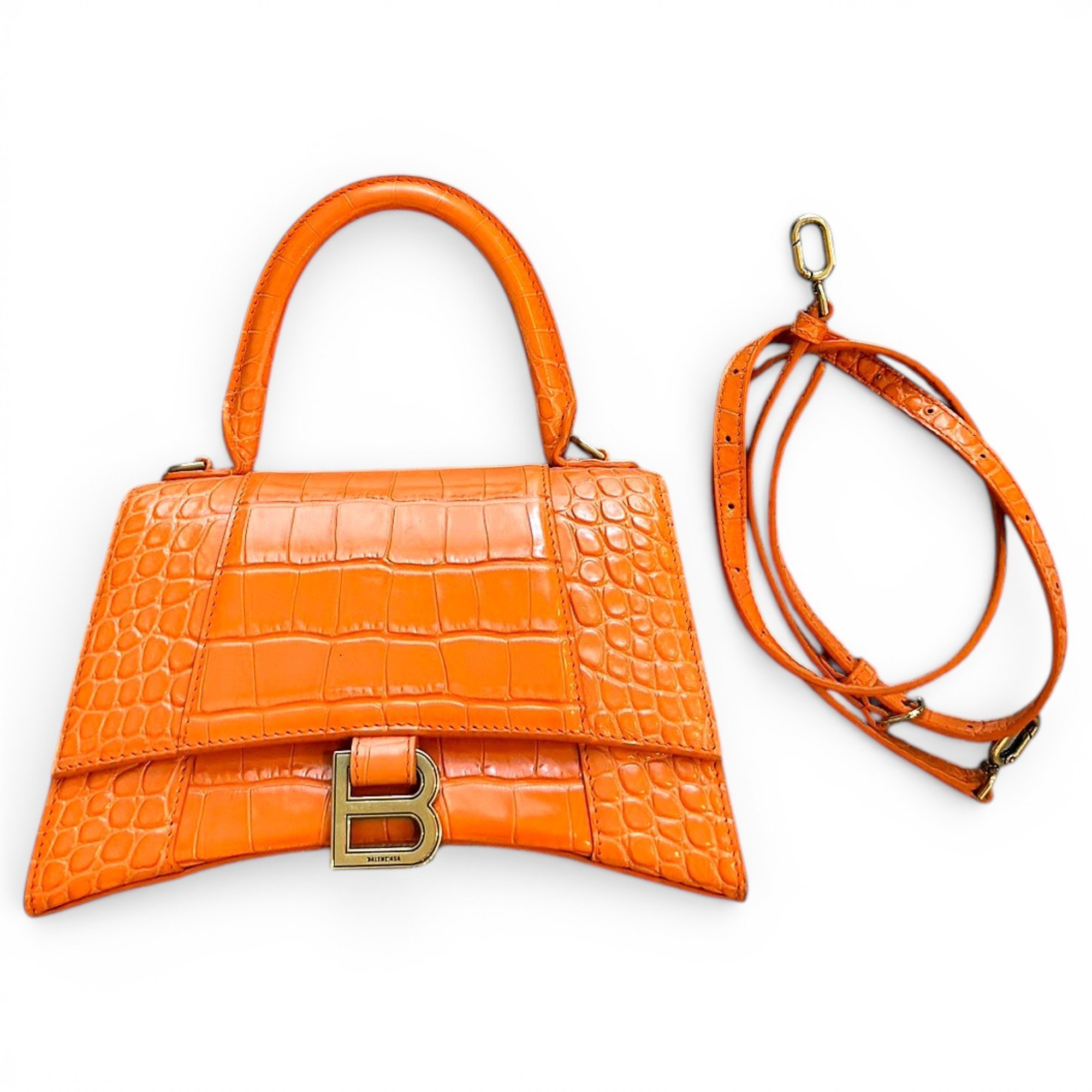 Hourglass leather handbag