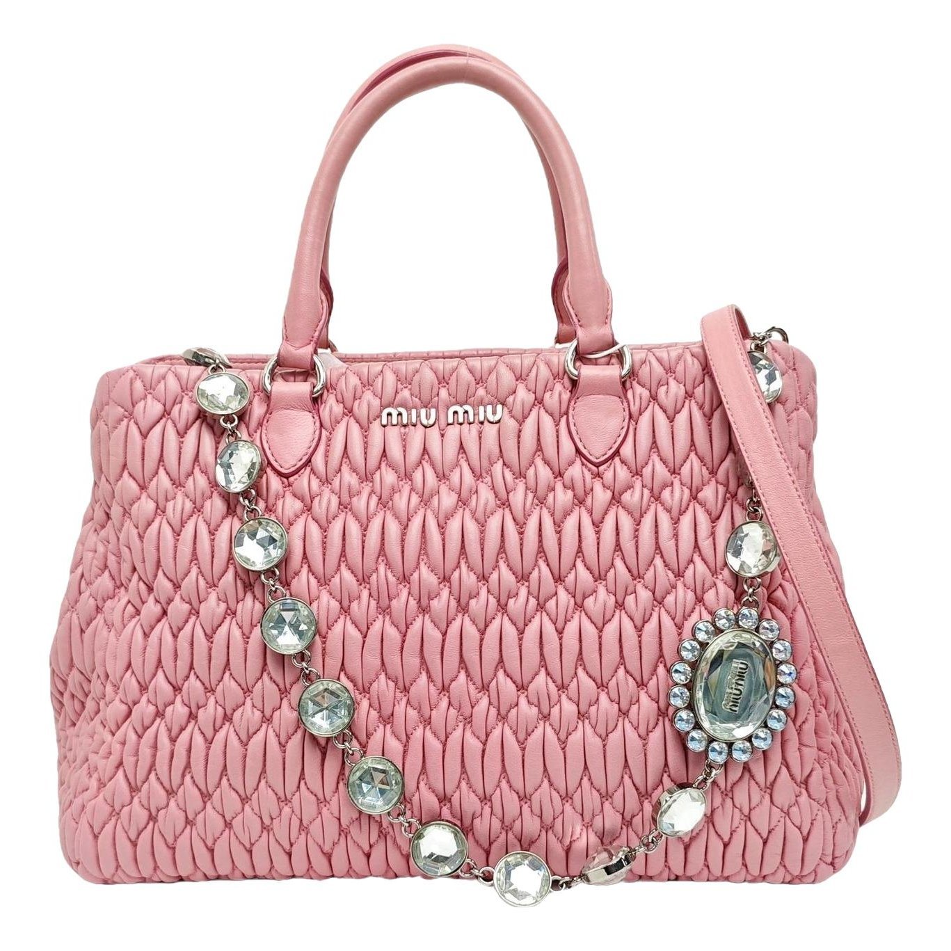 Miu Crystal leather handbag