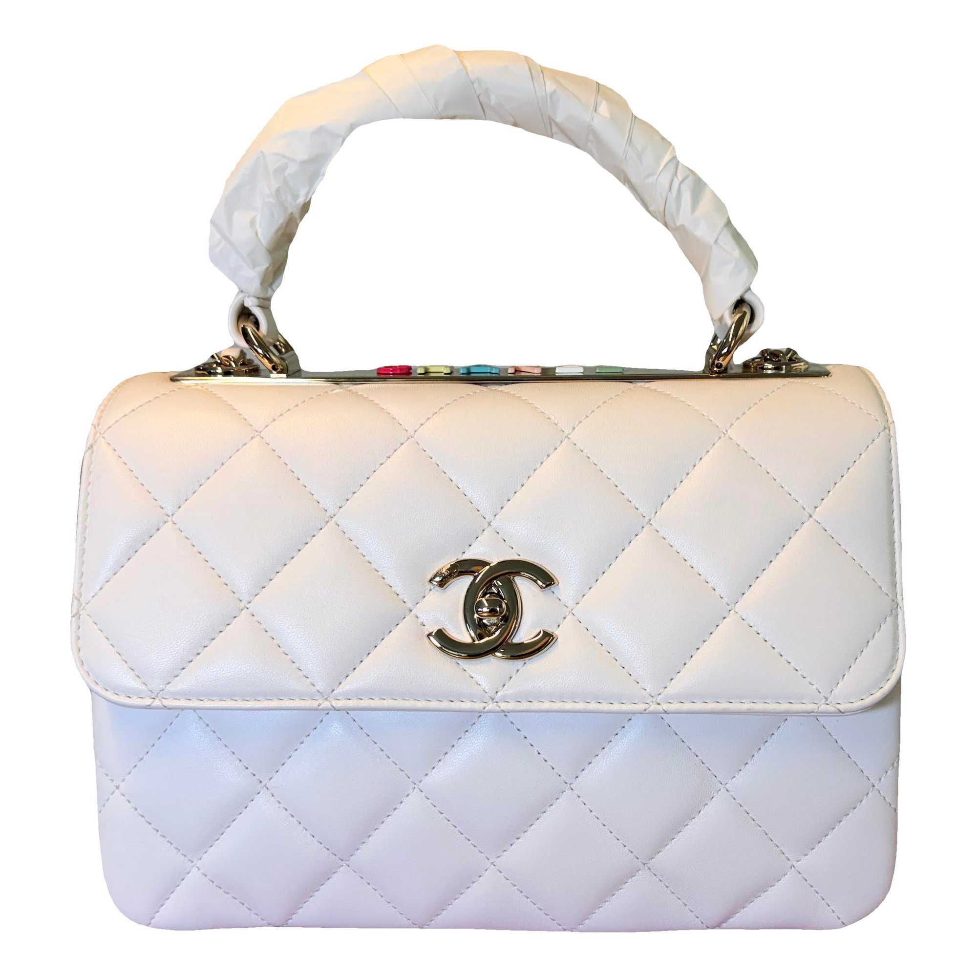Trendy CC Top Handle leather handbag