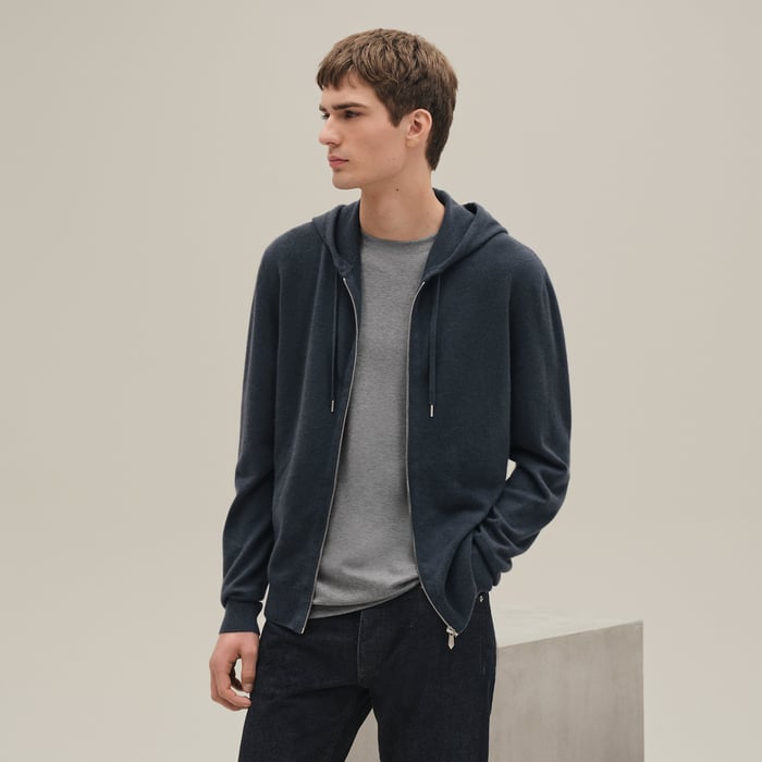 Ardoise Cashmere "Maillon Chaine d'Ancre" Hooded Jacket