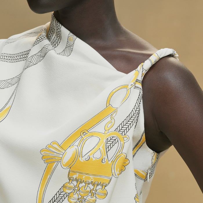 Blanc Nacre "Palefroi Remix" Draped Asymmetric Dress
