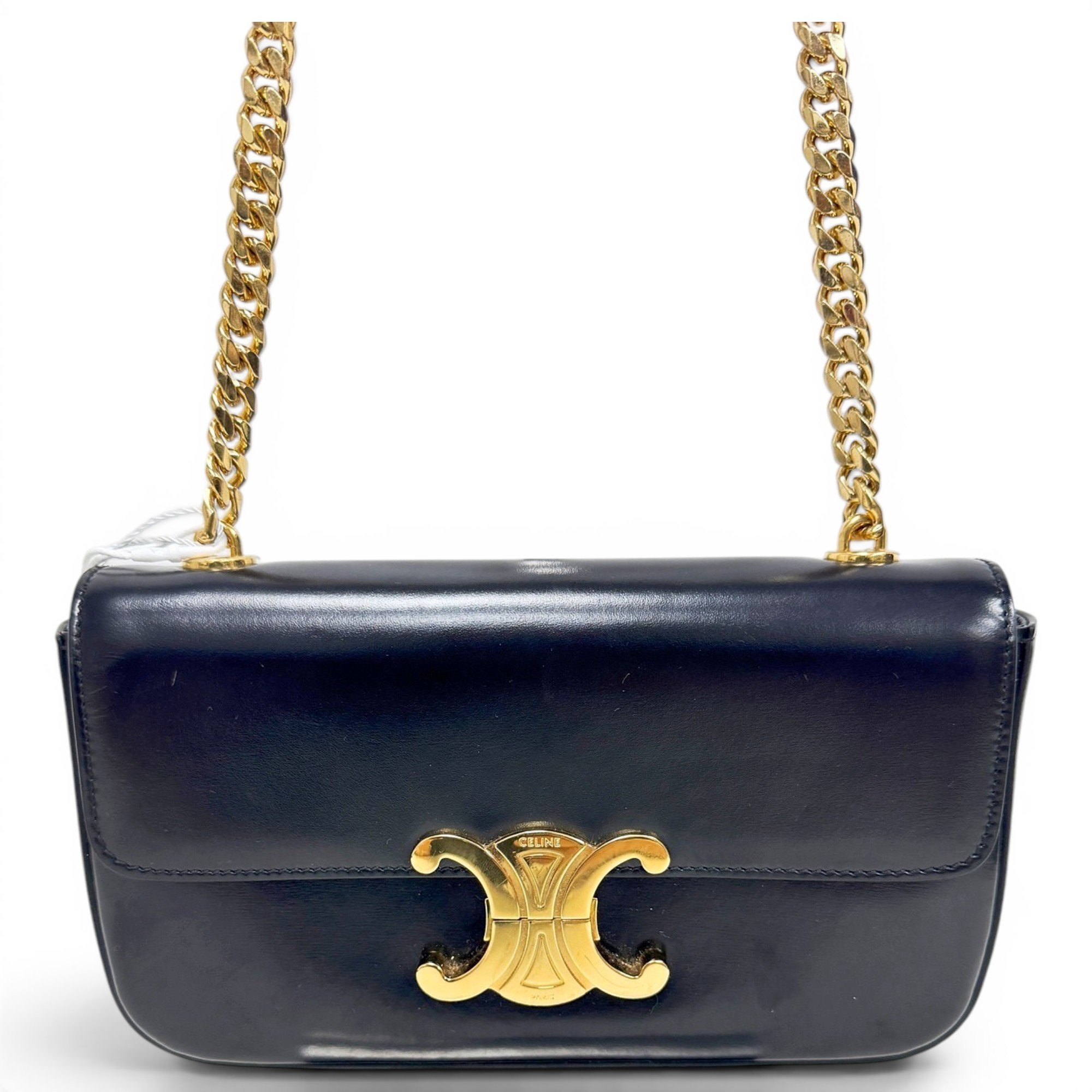 Triomphe chain leather handbag