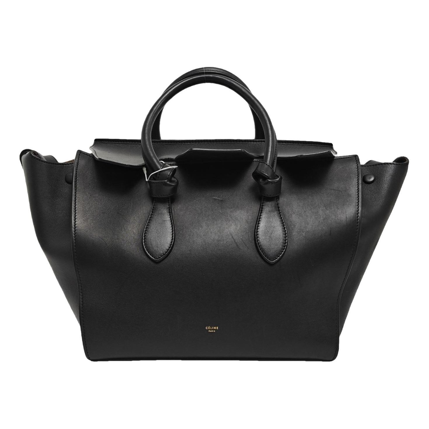 Tie leather handbag