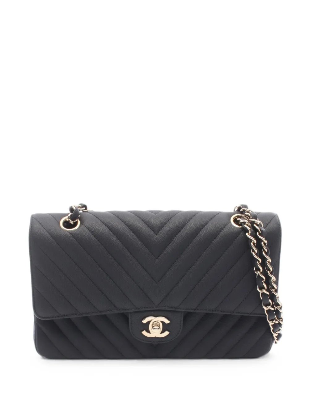 2019 Chevron V-stitch flap shoulder bag