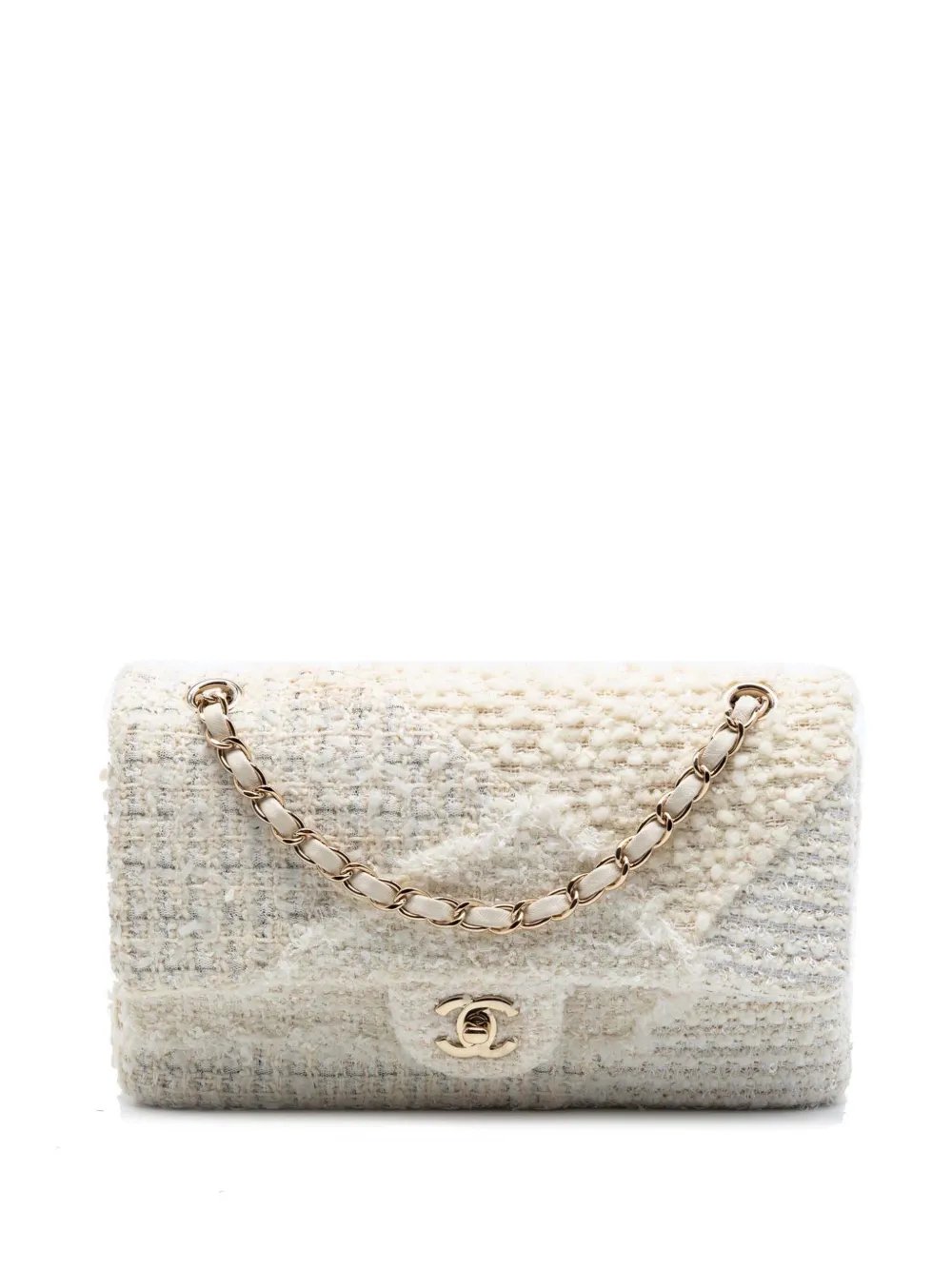 2020 Medium Classic Tweed Patchwork Double Flap shoulder bag