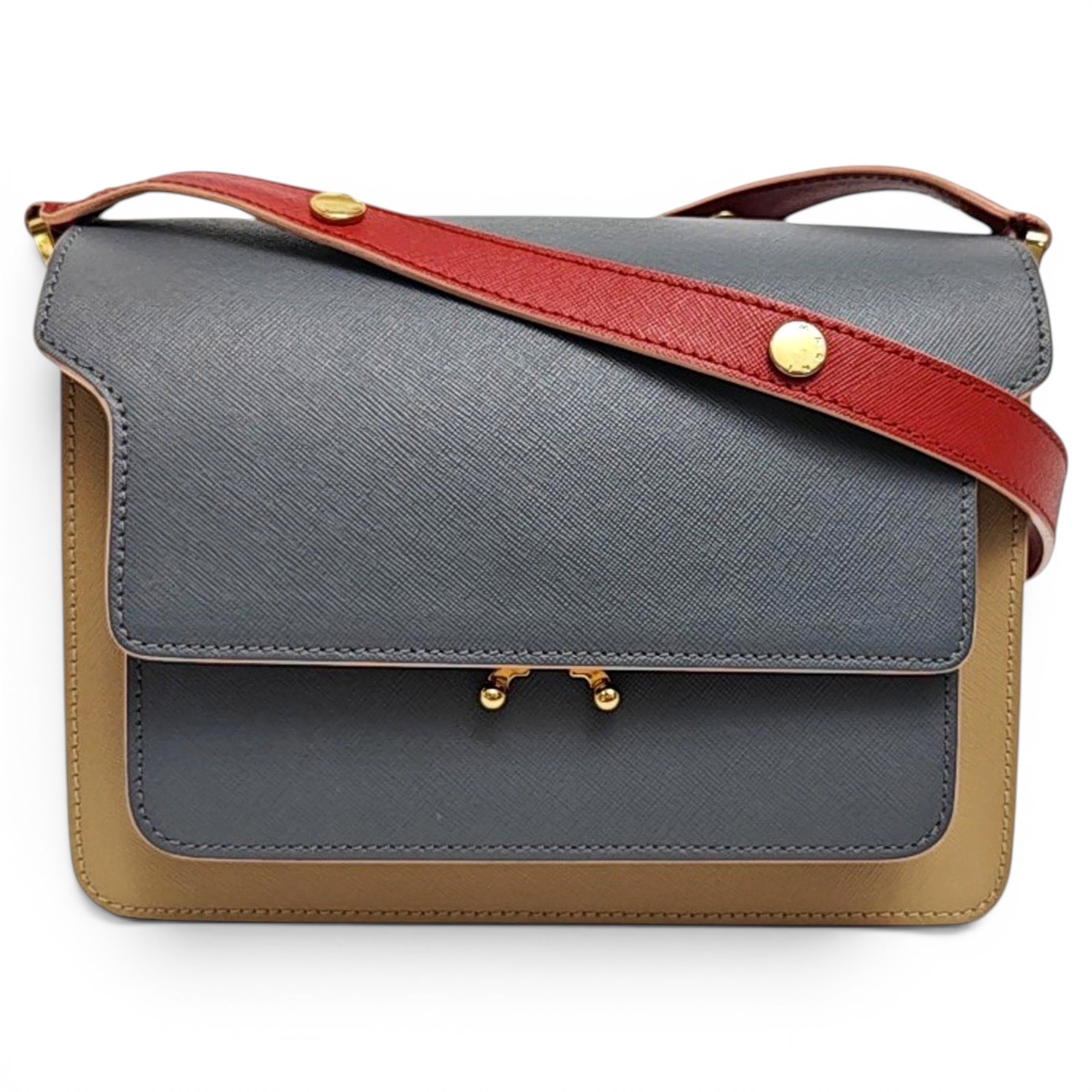 Trunk leather crossbody bag