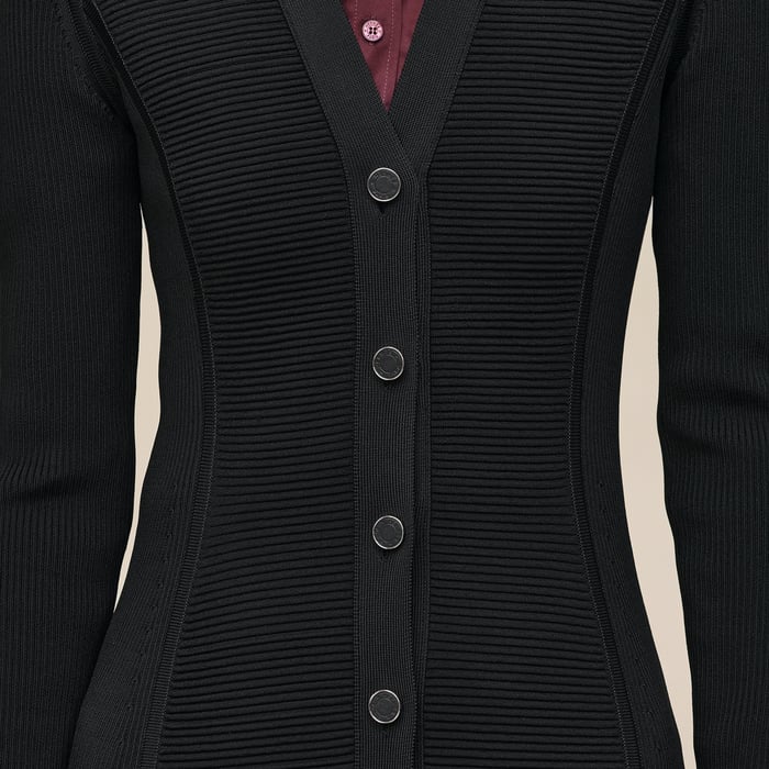 Noir Mid-length Buttoned Dress