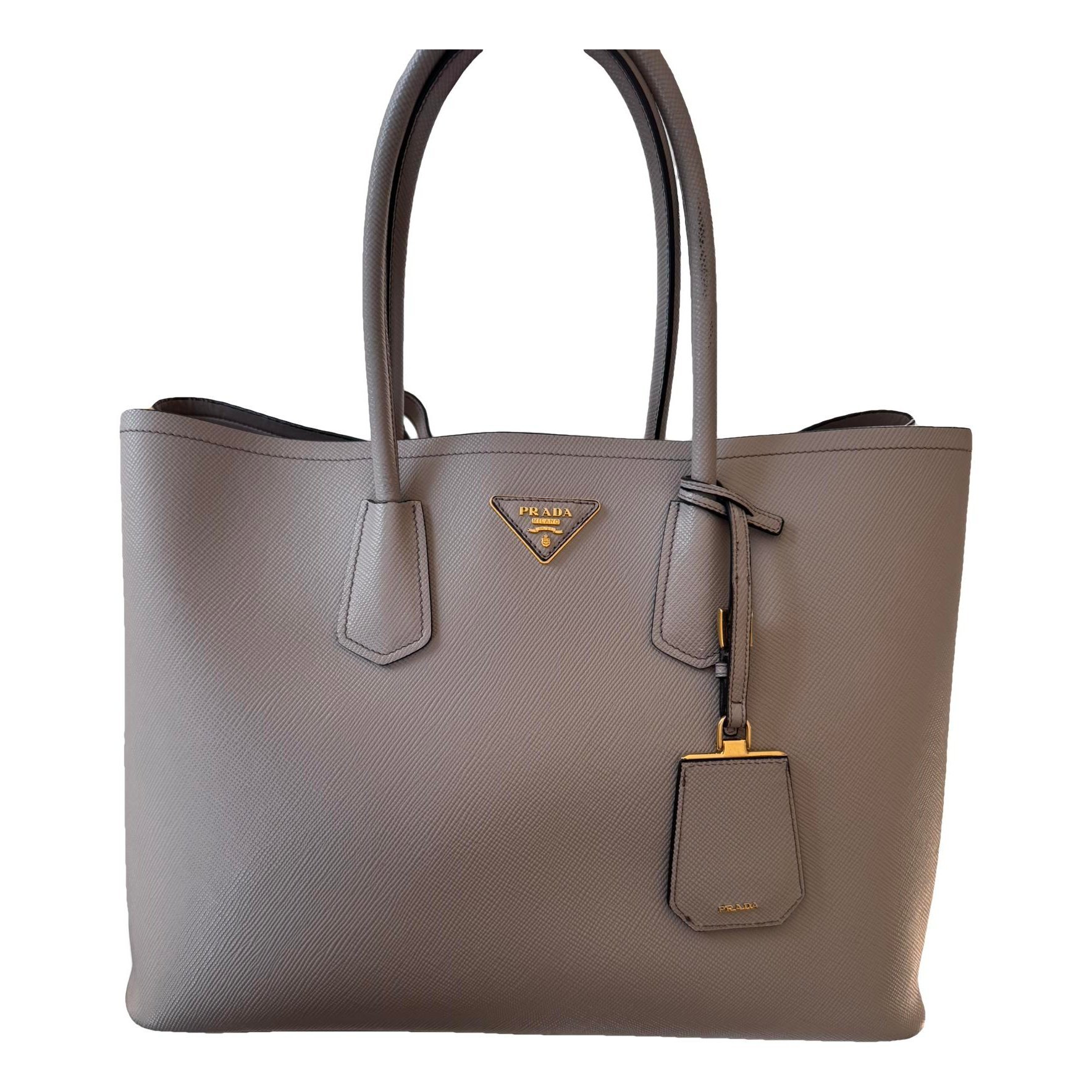 Double leather handbag