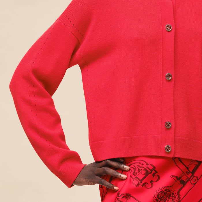 Rouge Amazone Cashmere Long-sleeve Cardigan