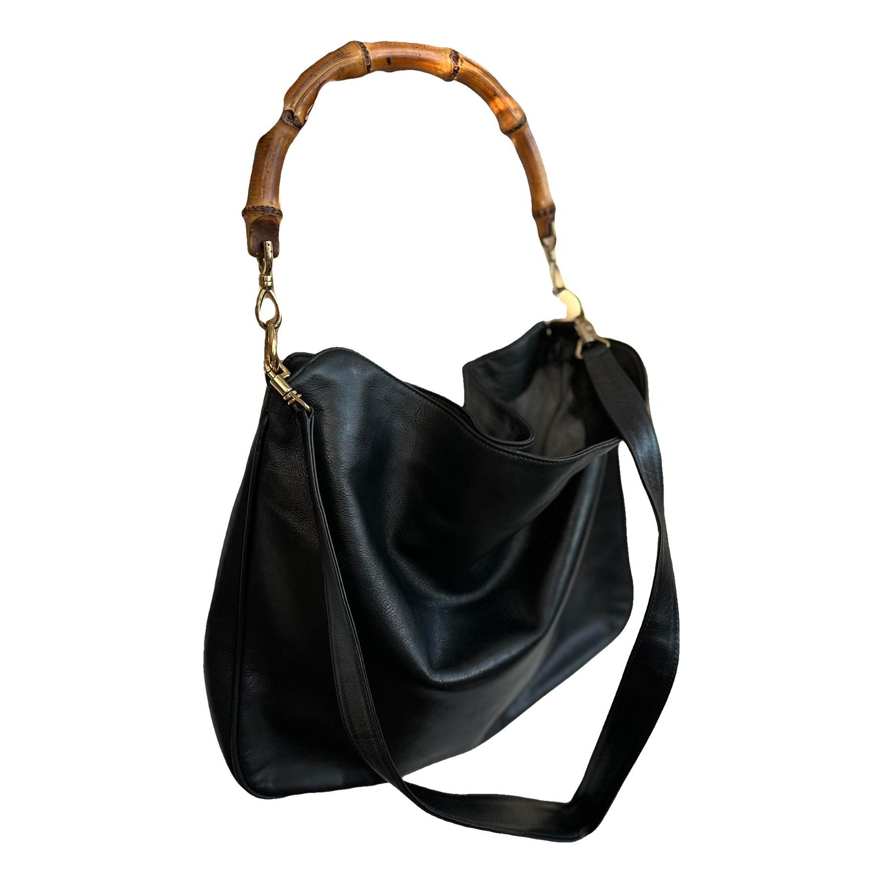 Bamboo Top Handle leather handbag