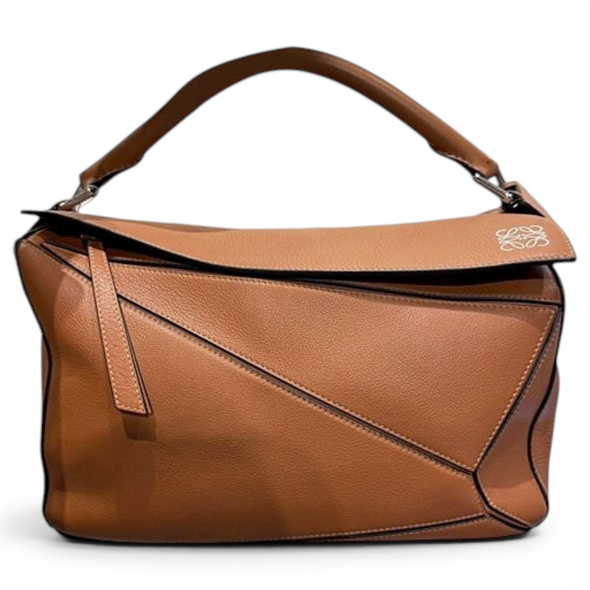 Puzzle leather handbag
