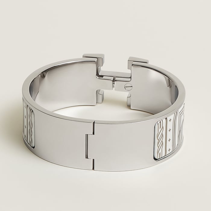 Orfèvre Blanc Platine Blanc Clic Clac H Quadrige Au Fil Bracelet