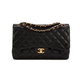 Chanel Black Quilted Lambskin Jumbo Classic Double Flap Gold Hardware, 2011