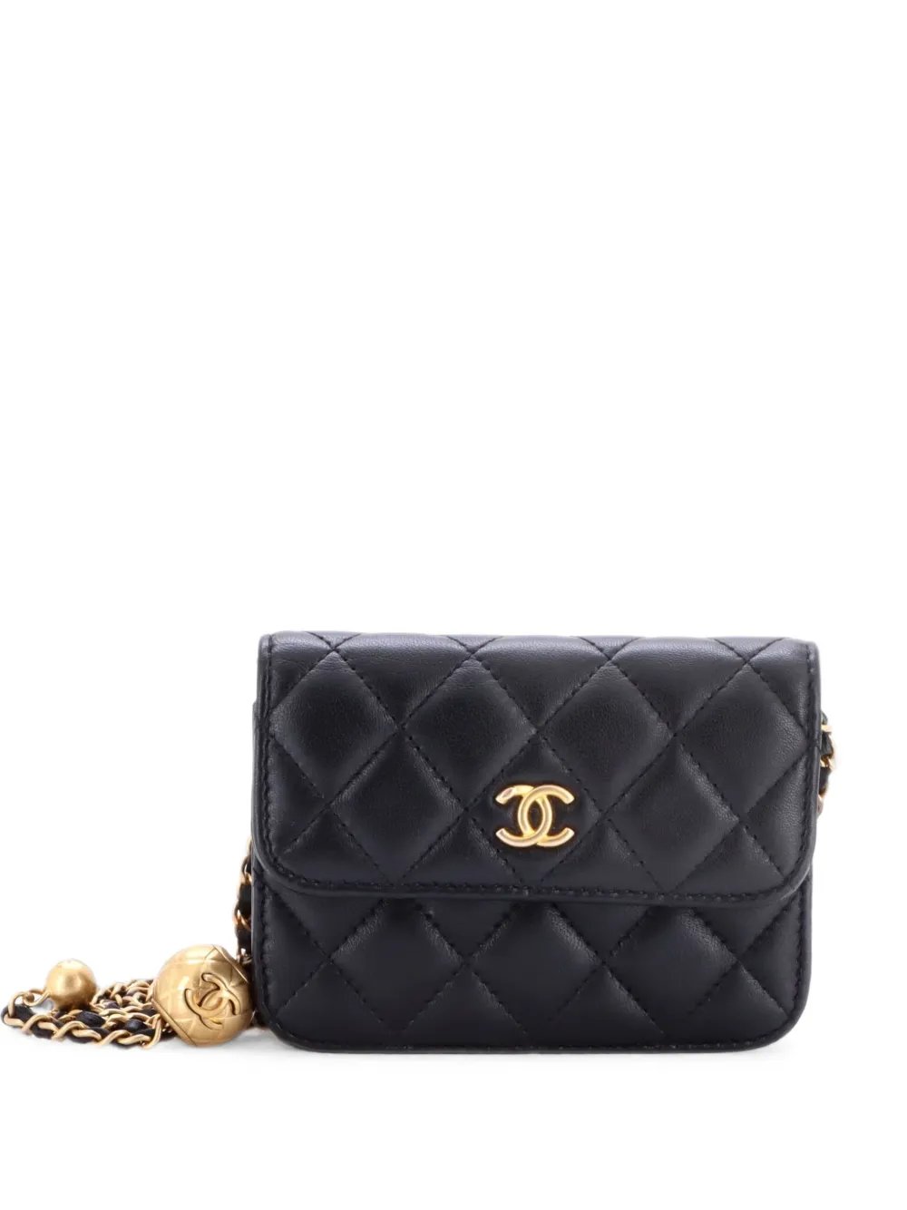 Pearl Crush Flap Clutch with Chain Quilted Lambskin Mini crossbody bag