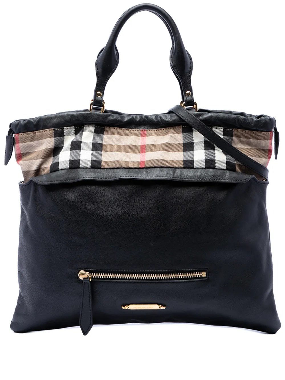 2000-2017 House Check Trimmed Leather Big Crush Convertible Tote satchel