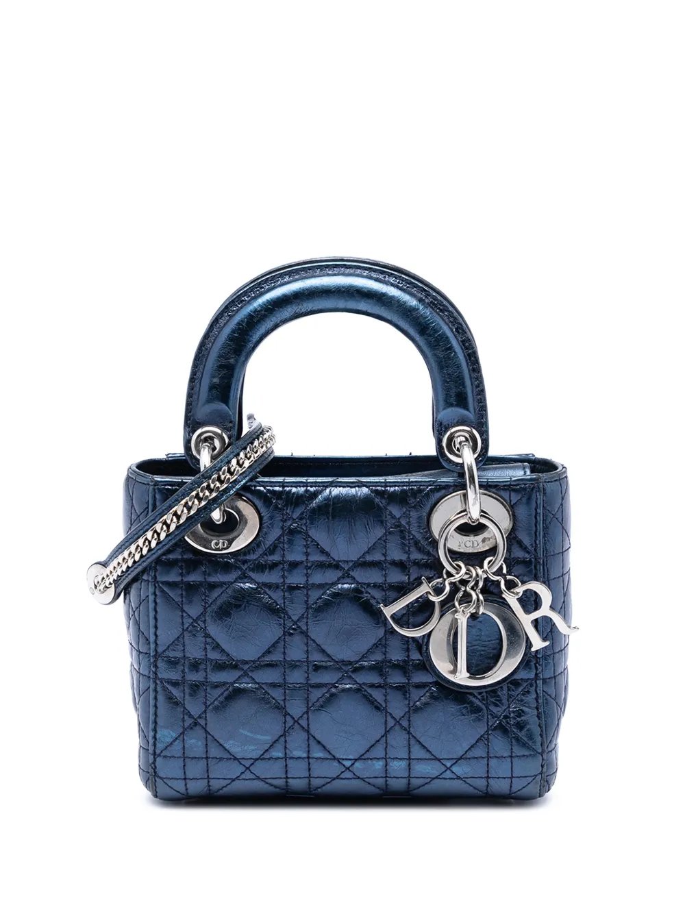 2014 Mini Metallic Crinkled Lambskin Cannage Lady Dior satchel