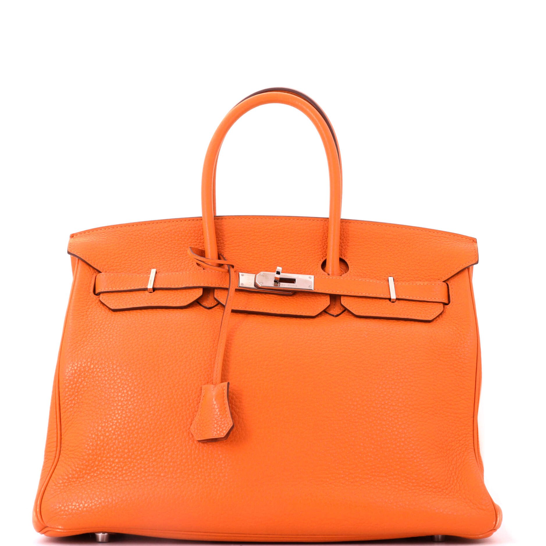 Birkin Handbag Orange H Clemence with Palladium Hardware 35