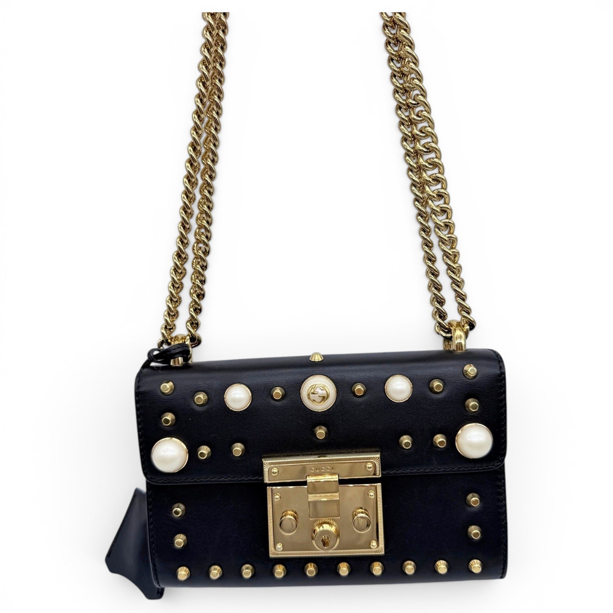 Padlock leather handbag