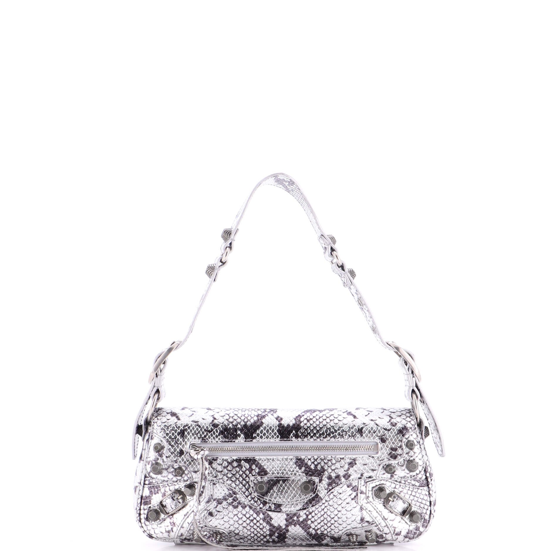 Balenciaga Le Cagole Giant Studs Sling Bag Python Embossed Leather XS
