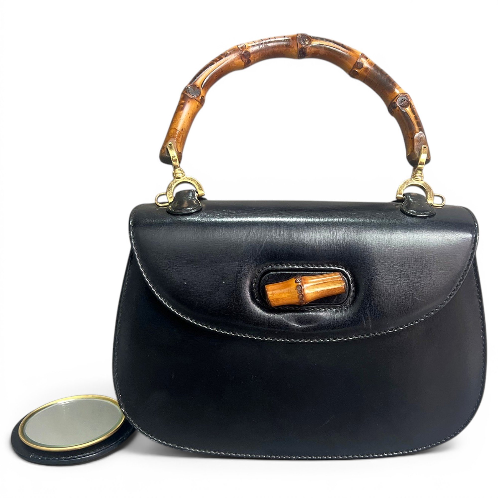 Convertible Bamboo Top Handle leather handbag