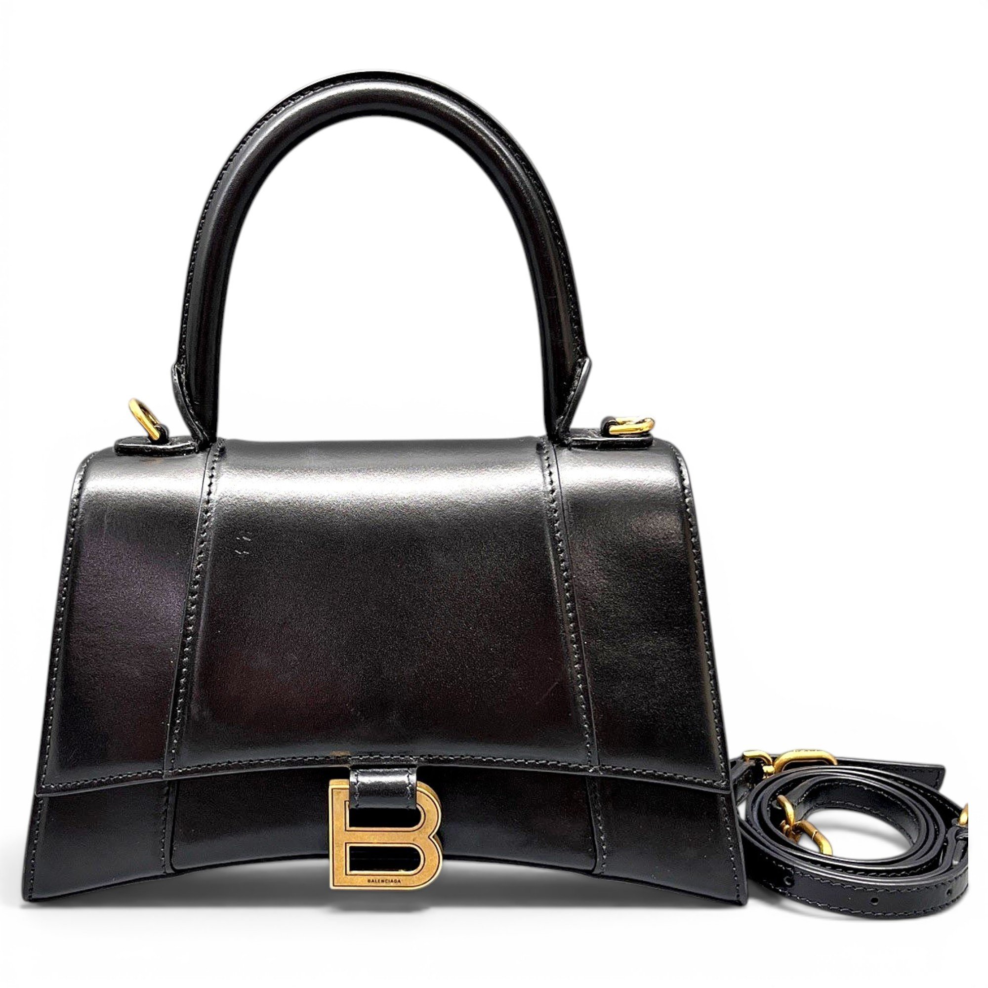 Hourglass leather handbag