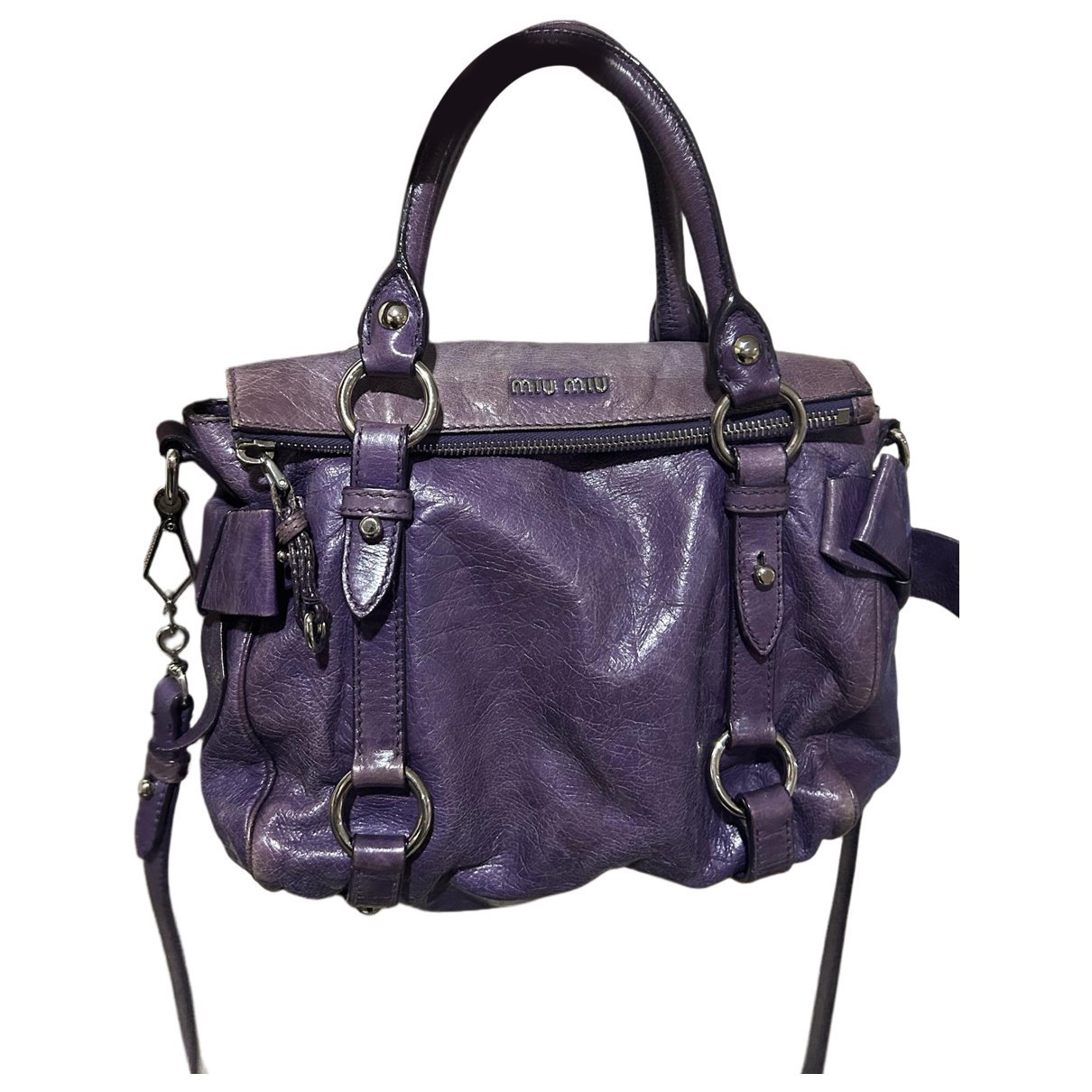 Bow bag leather handbag