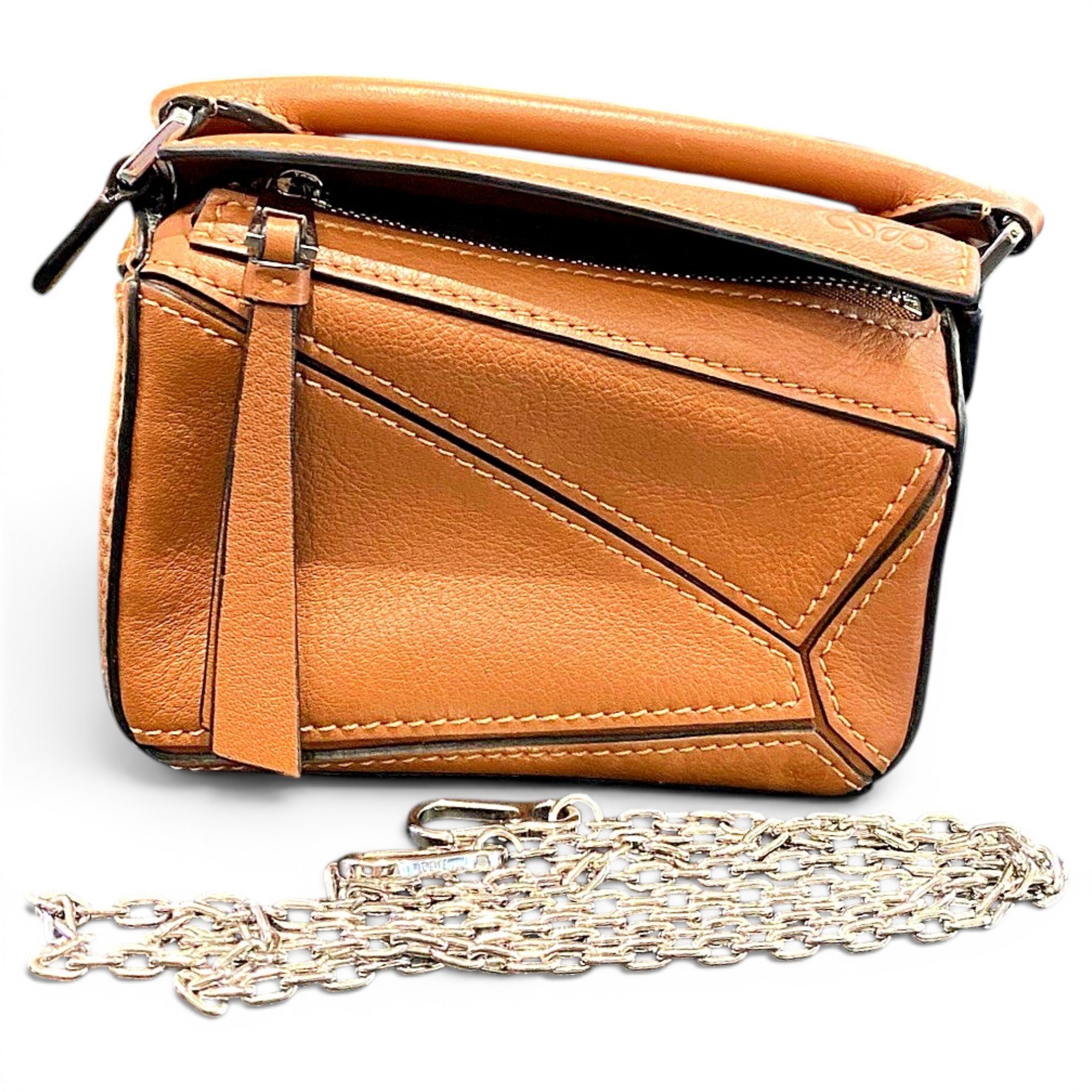 Puzzle leather handbag