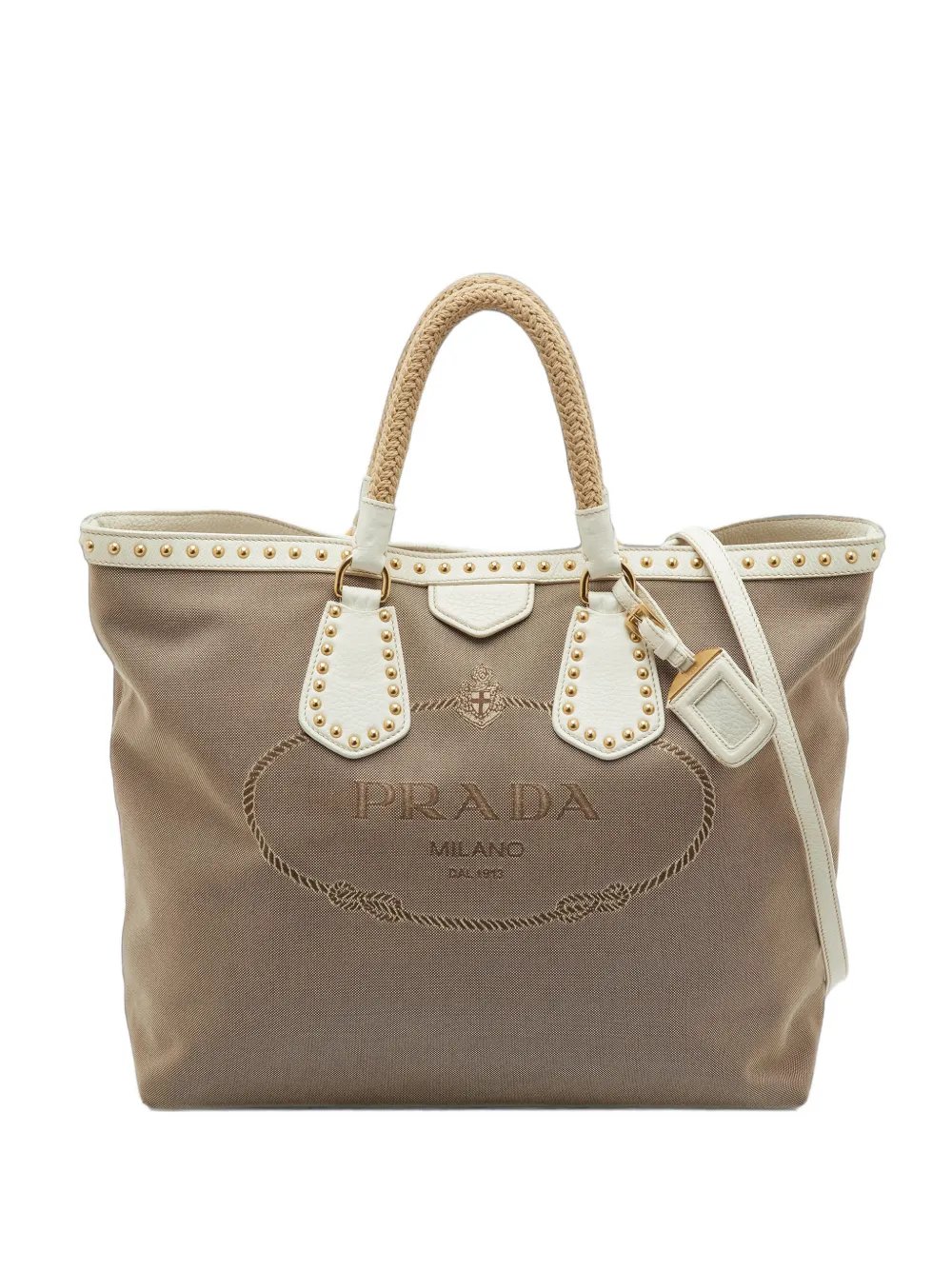 Prada  medium Canapa studded two-way handbag