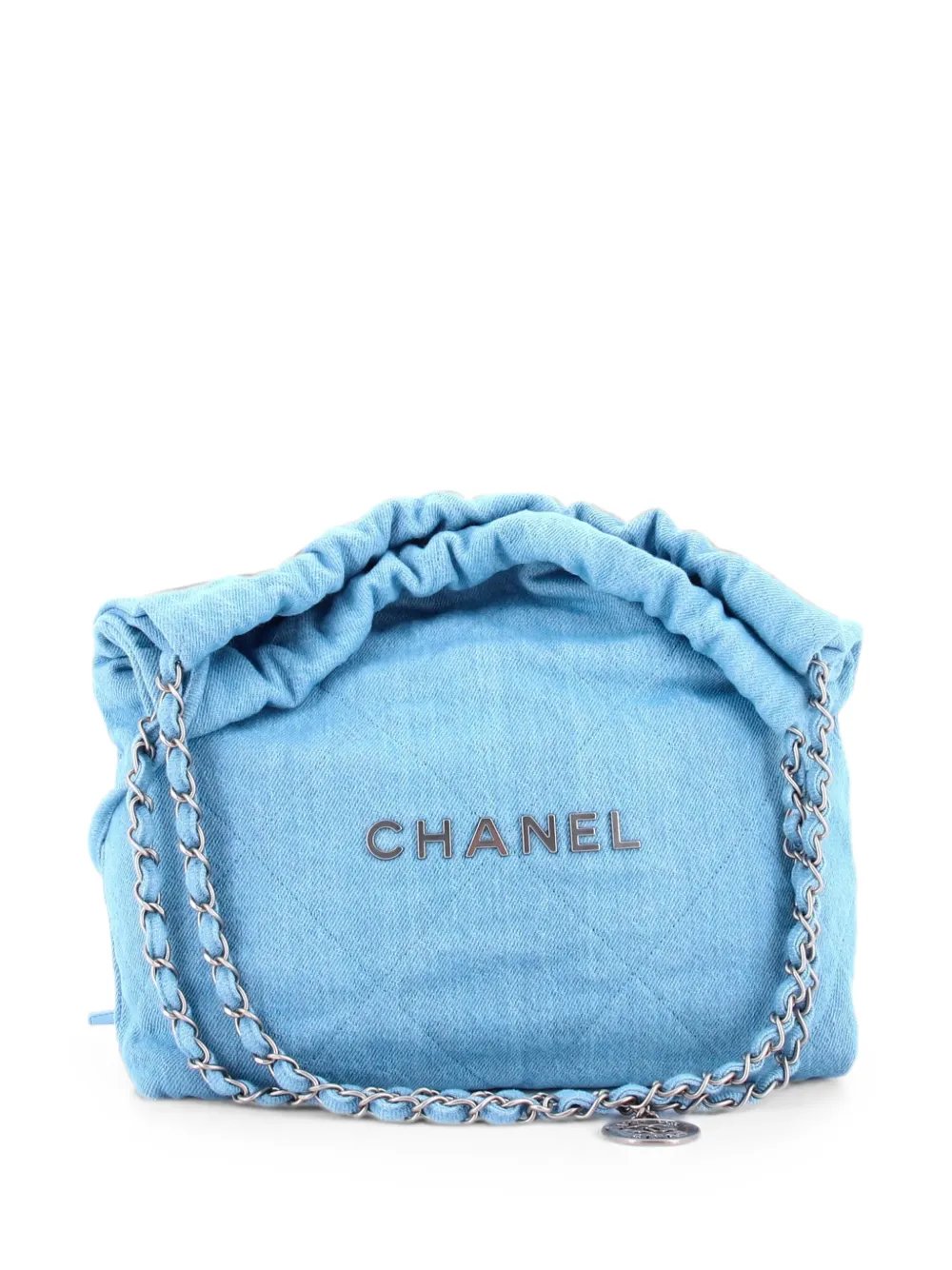 22 Chain Quilted Denim Small hobo bag