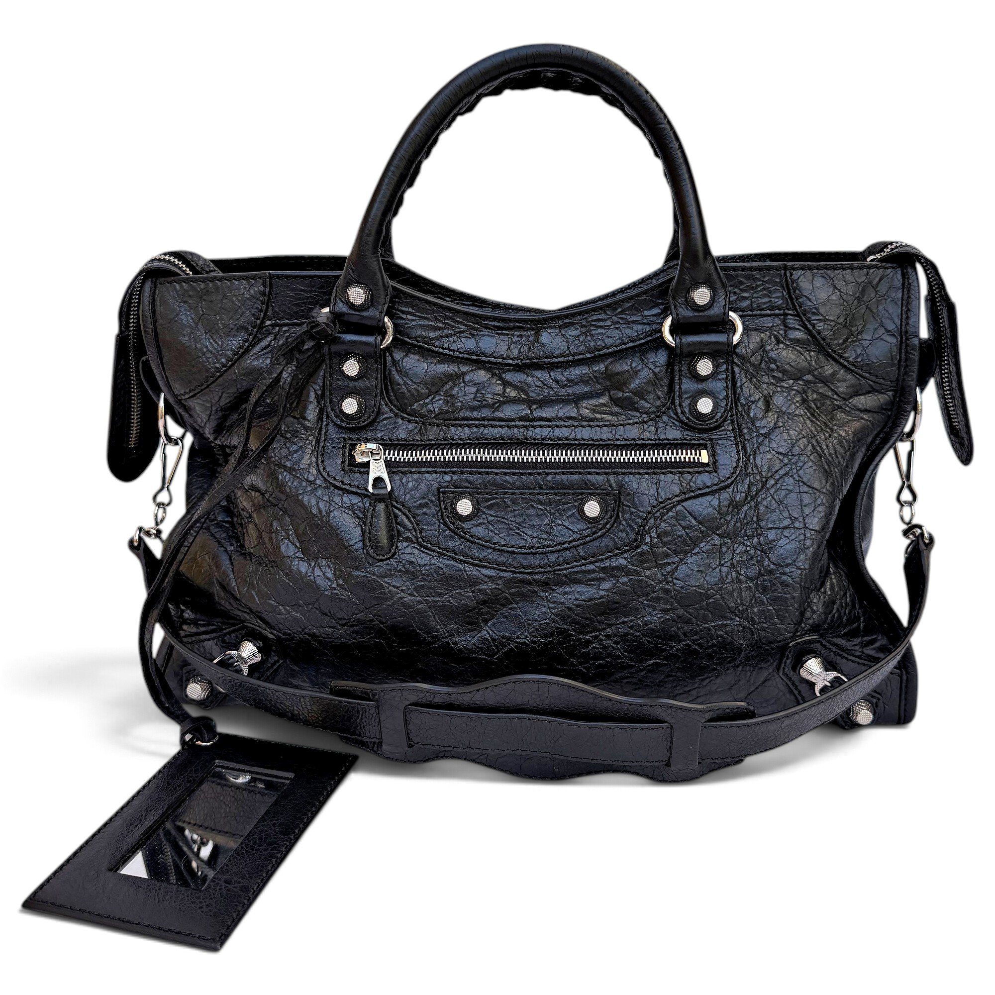 City leather handbag