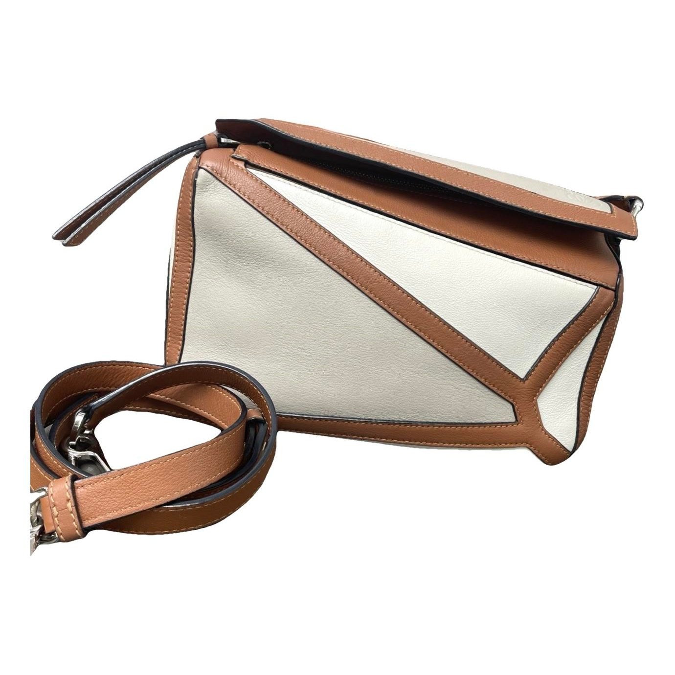 Puzzle leather handbag