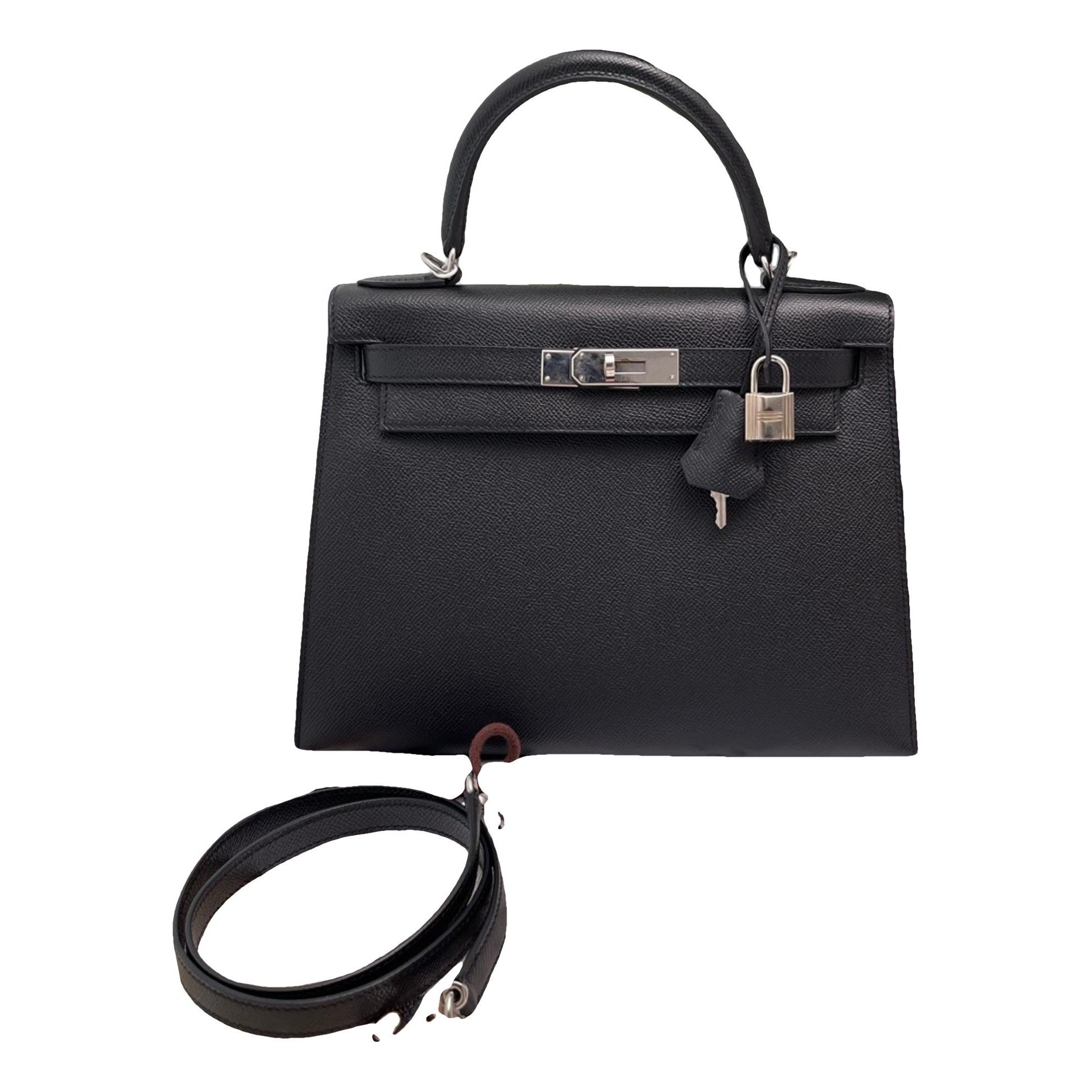 Hermes Kelly 28 Handbag Noir Epsom Leather