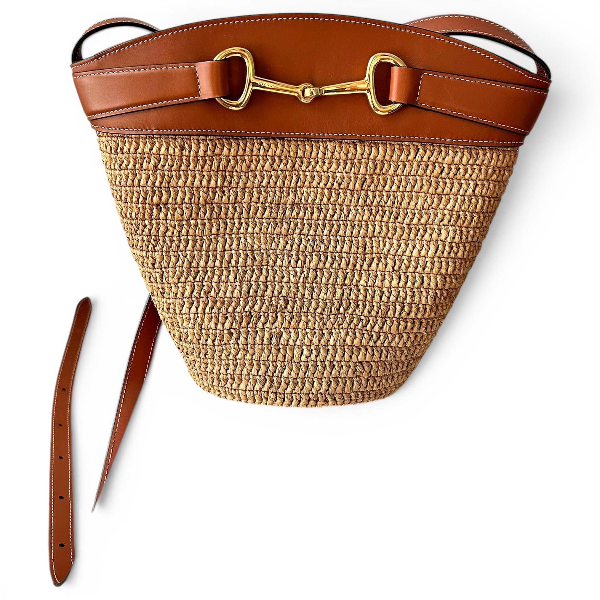Clasp Bucket leather handbag