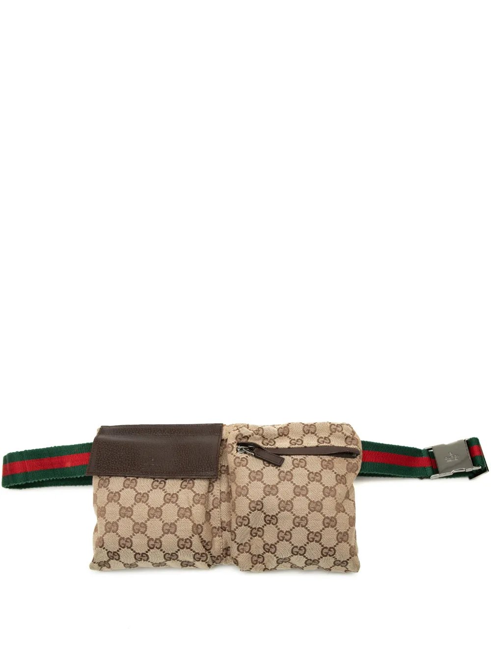 2000-2015 GG Canvas Web Double Pocket belt bag