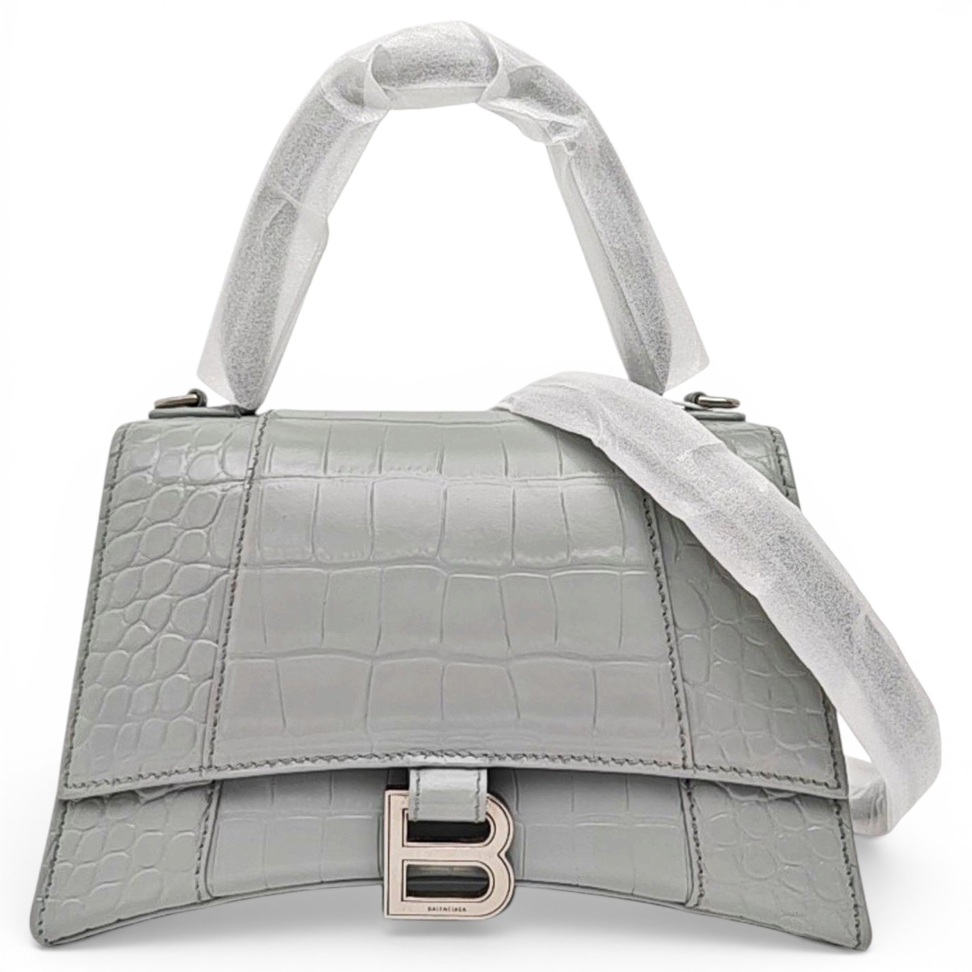 Hourglass leather handbag
