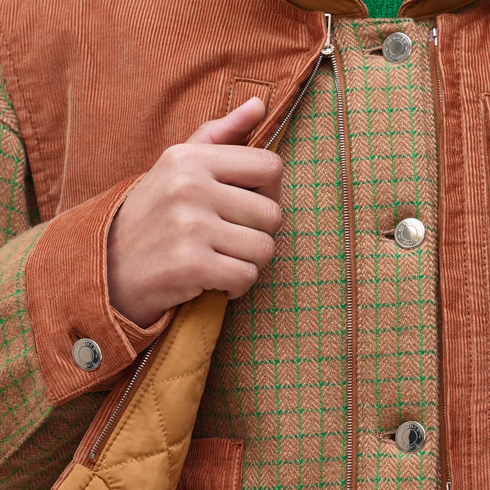 Marron Fauve Mixed Materials Modular Cashmere Jacket