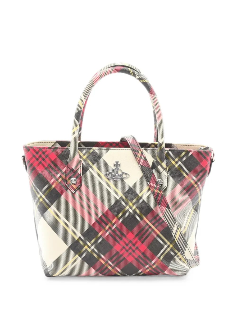 Vivienne Westwood 2020 mini Saffiano tartan check tote bag 