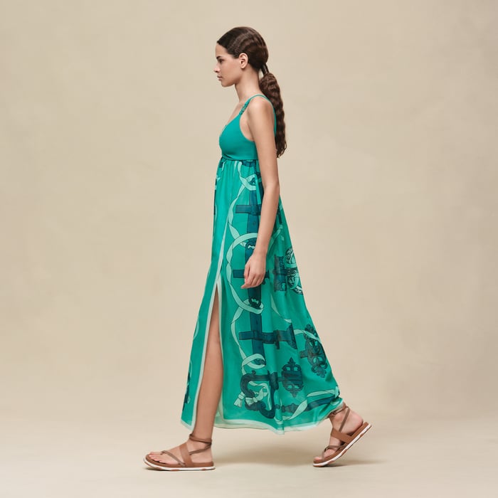Vert Tourmaline Robe De Plage Mix Matière Imprimé « ferronnerie Remix »