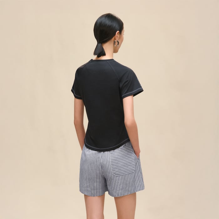 Bleu Noir Printed Micro T-shirt