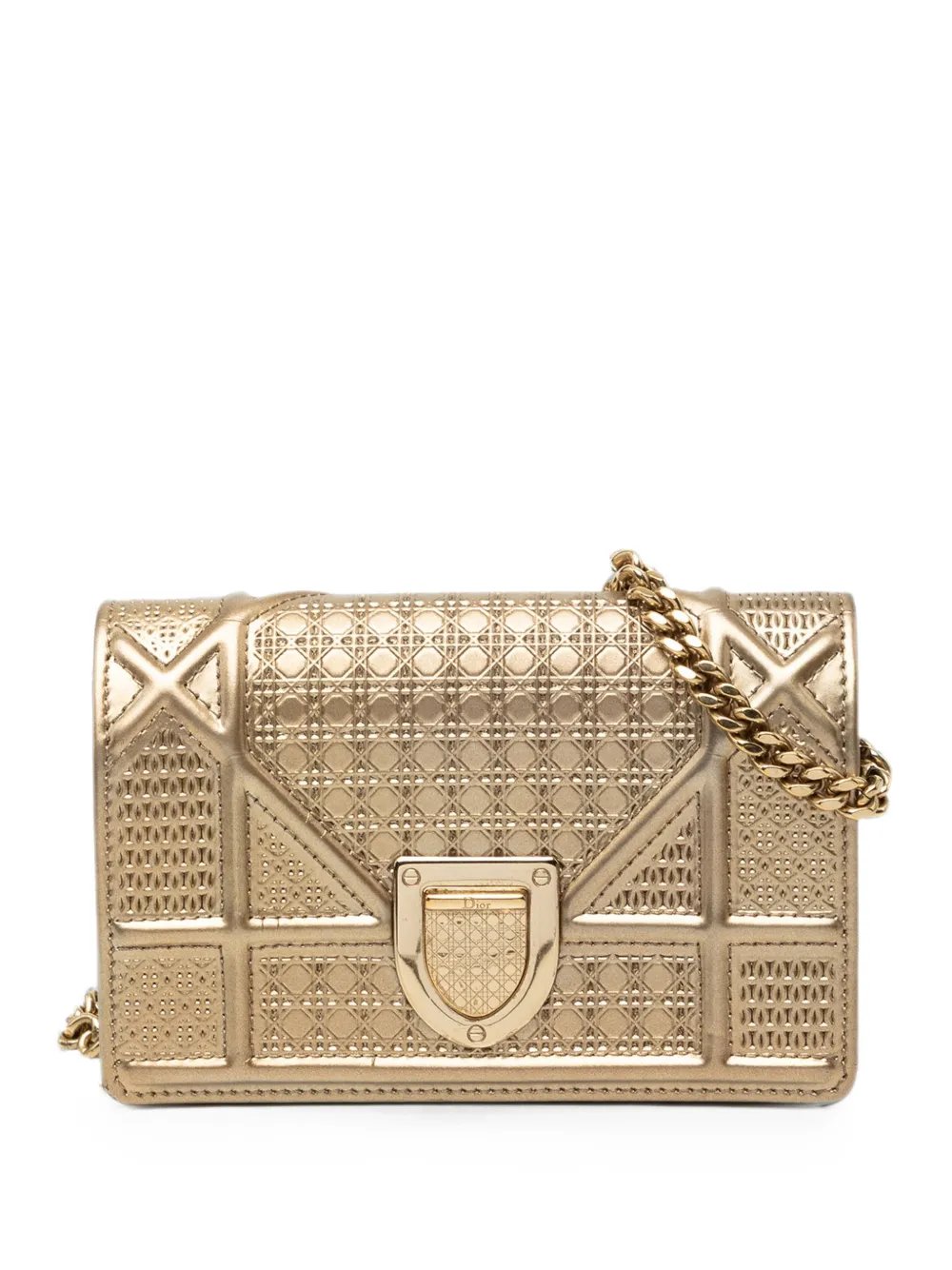 2016 Baby Metallic Patent Microcannage Diorama Flap crossbody bag
