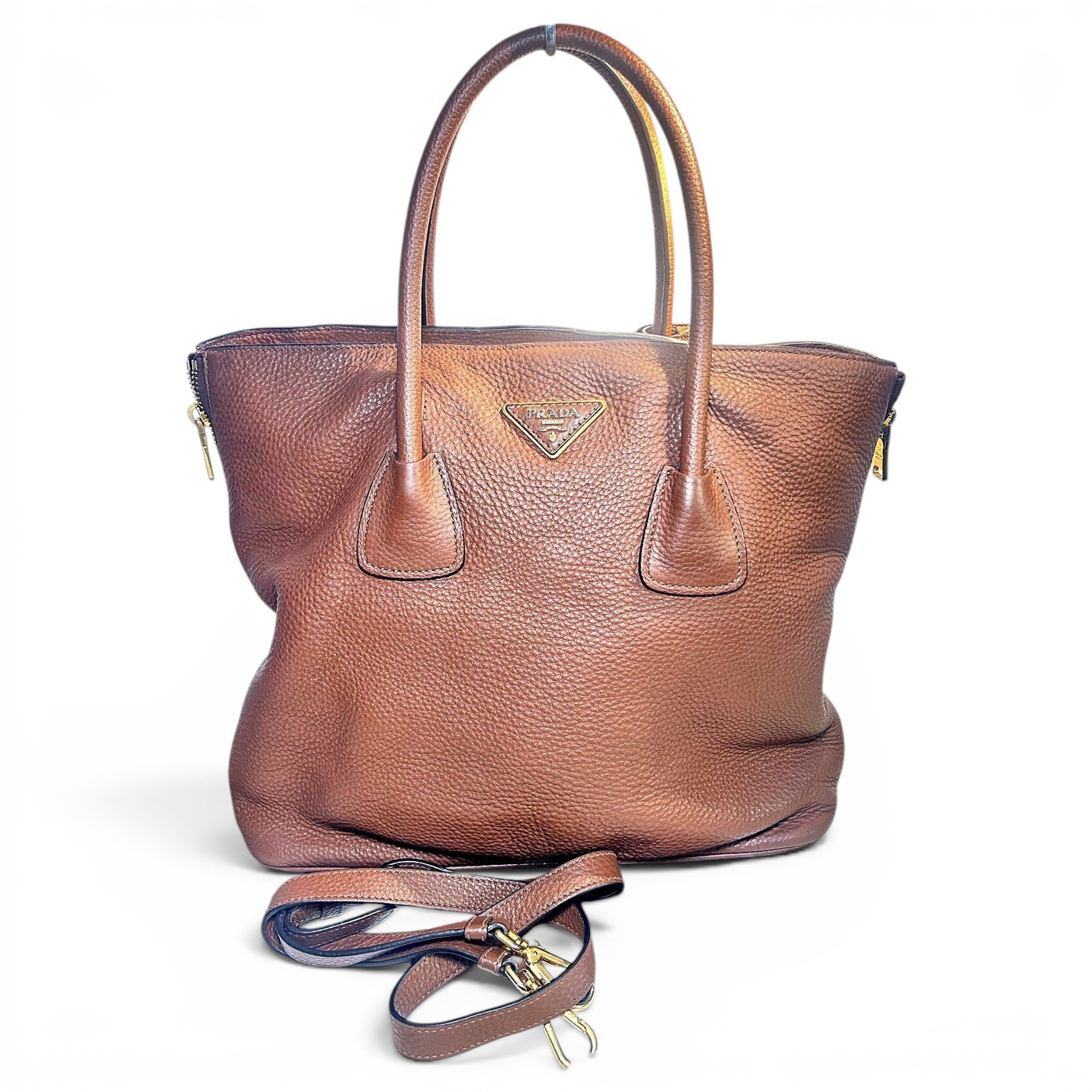 Buckle leather handbag