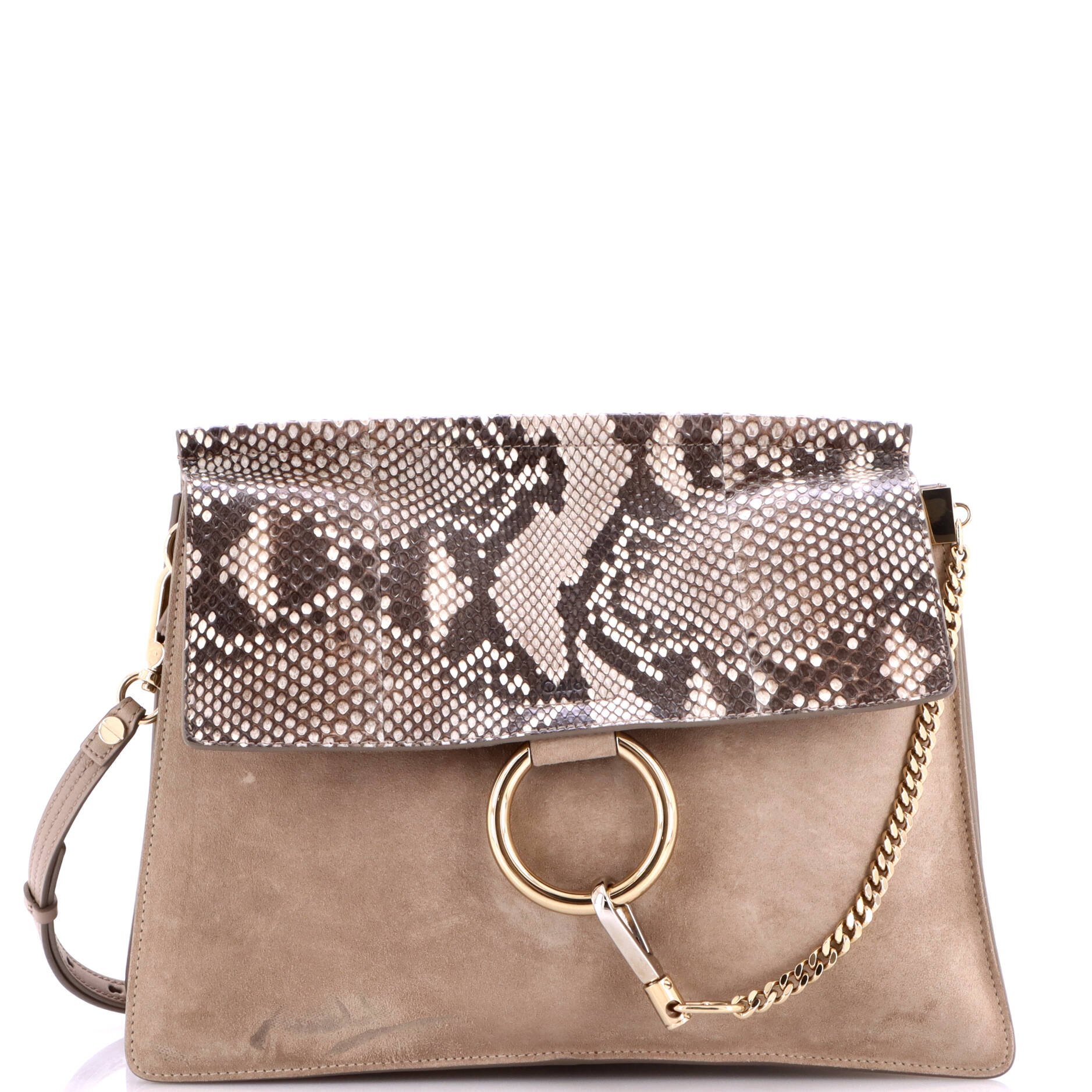 Faye Shoulder Bag Python and Suede Medium
