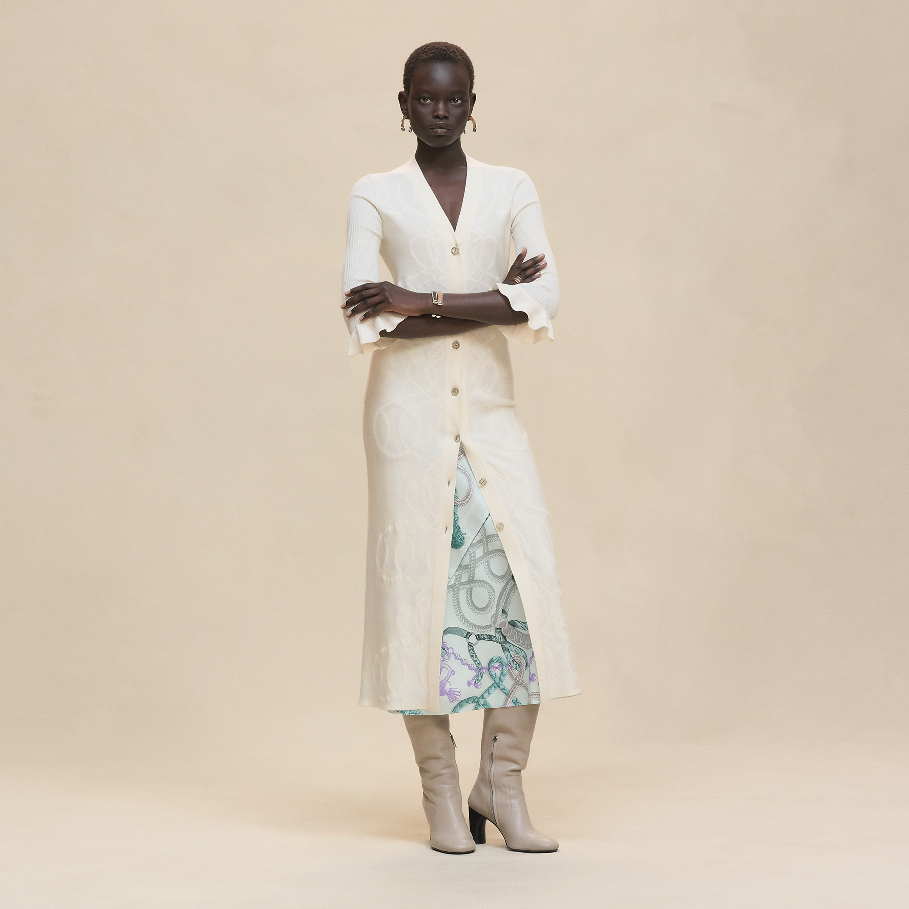 "Palefroi Remix" light half-length sleeves long cardigan
